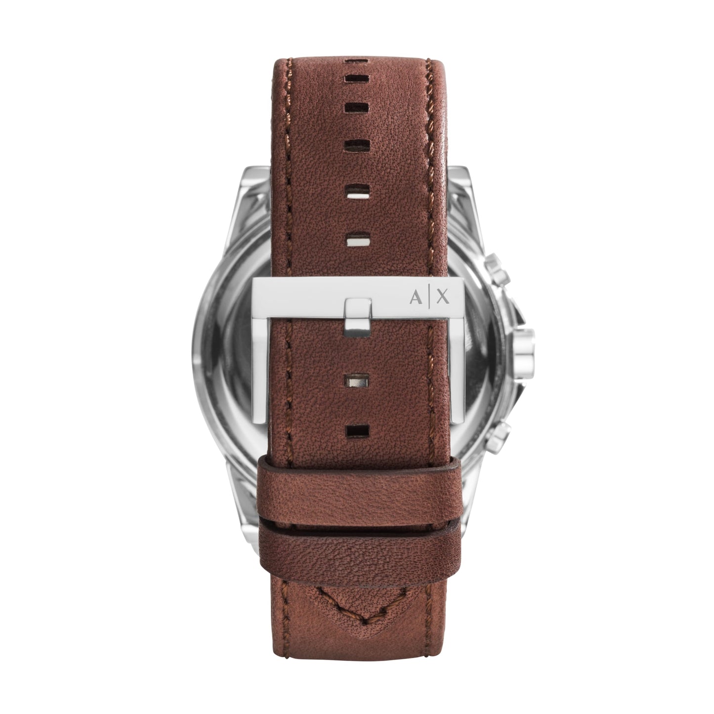 A|X Armani Exchange Stainless Steel Watch with Blue Dial and Brown Leather Strap