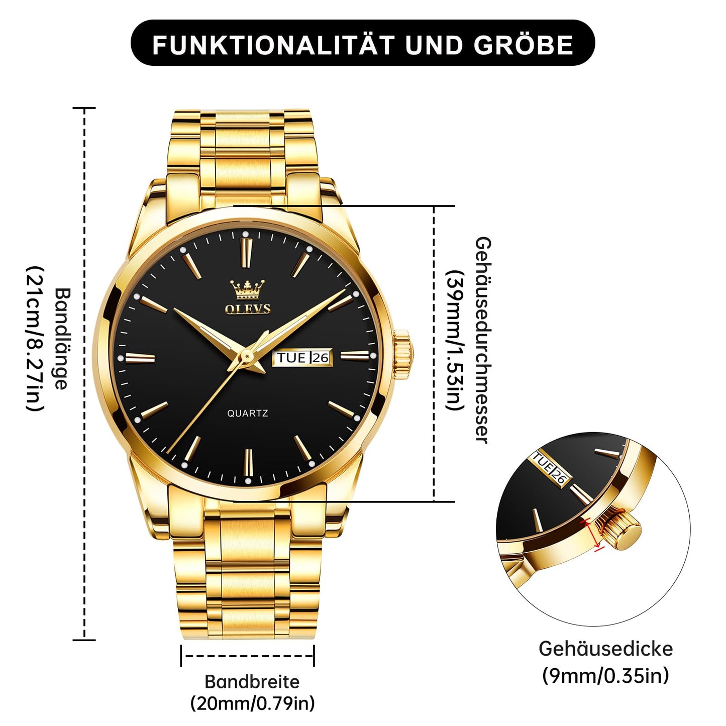 OLEVS Uhren Herren, Analoge Quarz Leucht Armbanduhr, wasserdichte Datum Edelstahl Herrenuhr, Klassische Mode Business Freizeituhren, Elegantes Geschenk für Männer