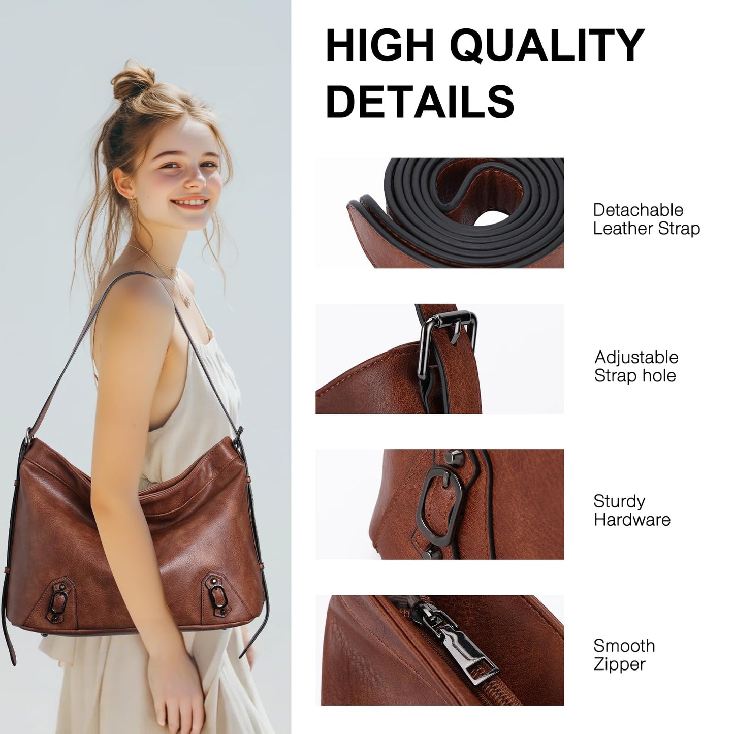 Chase Chic Women's Handbag – Leather Crossbody & Shopper Hobo Bag Set