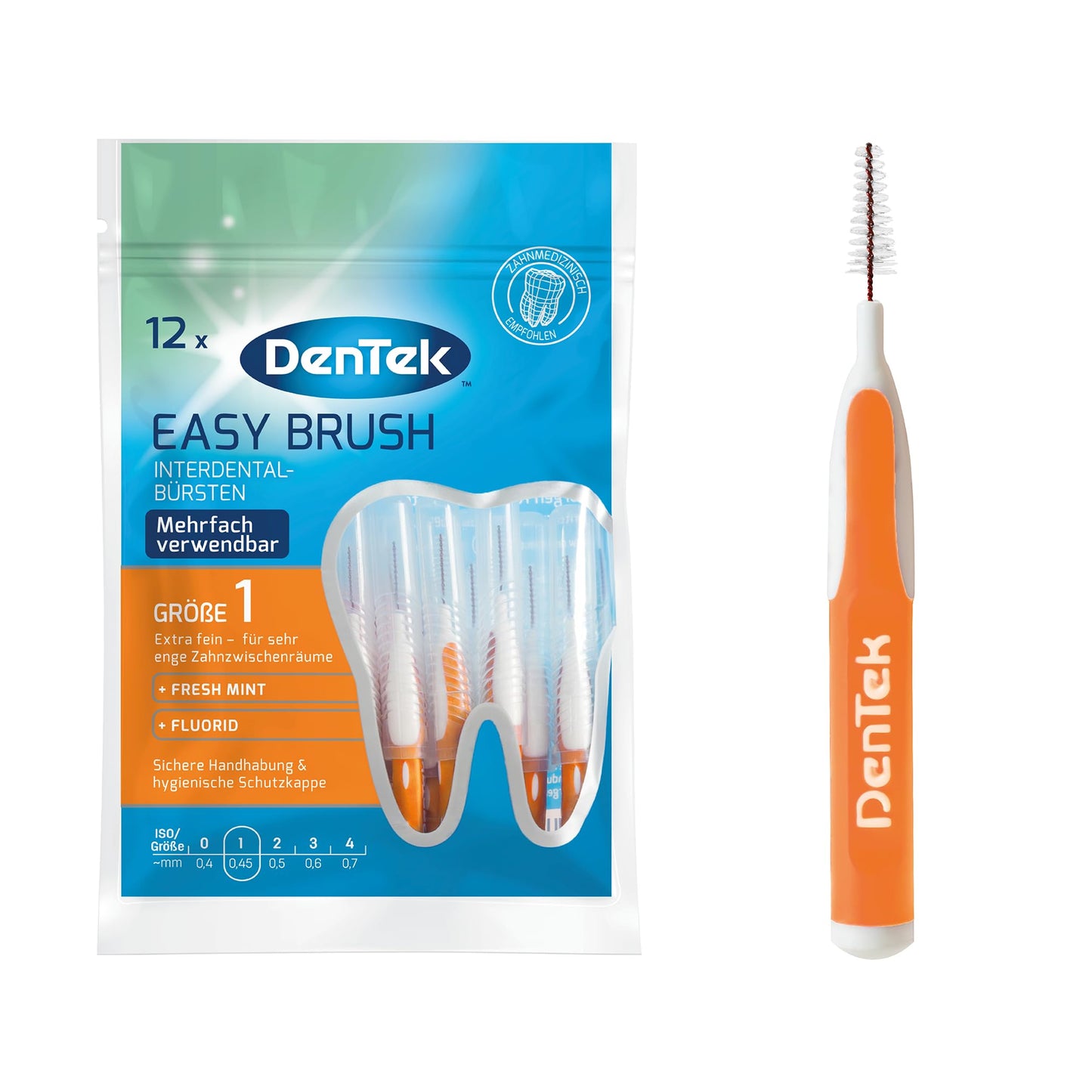 DenTek Slim Brush - Größe 1 - extra fein - für sehr enge Zahnzwischenräume - mit Minzgeschmack und hygienischer Schutzkappe, 32 Stück Pink