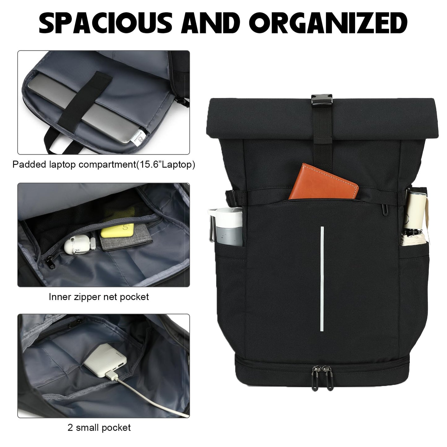 Myhozee Rolltop Backpack for Men and Women