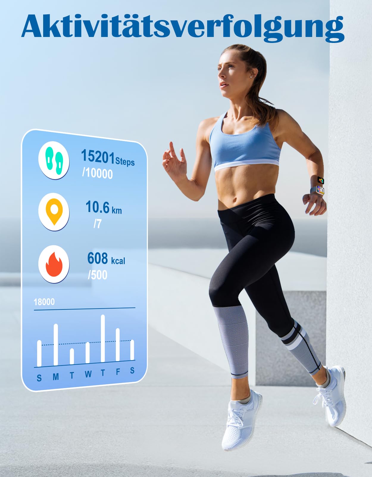 RUIMEN Smartwatch Damen Herren mit Telefonfunktion Fitnessuhr Schrittzähler Uhr mit Pulsmesser SpO2 Messung Schlafüberwachung Nachrichten Multi Trainingsmodi Smart Watch Wasserdicht Für Android iOS