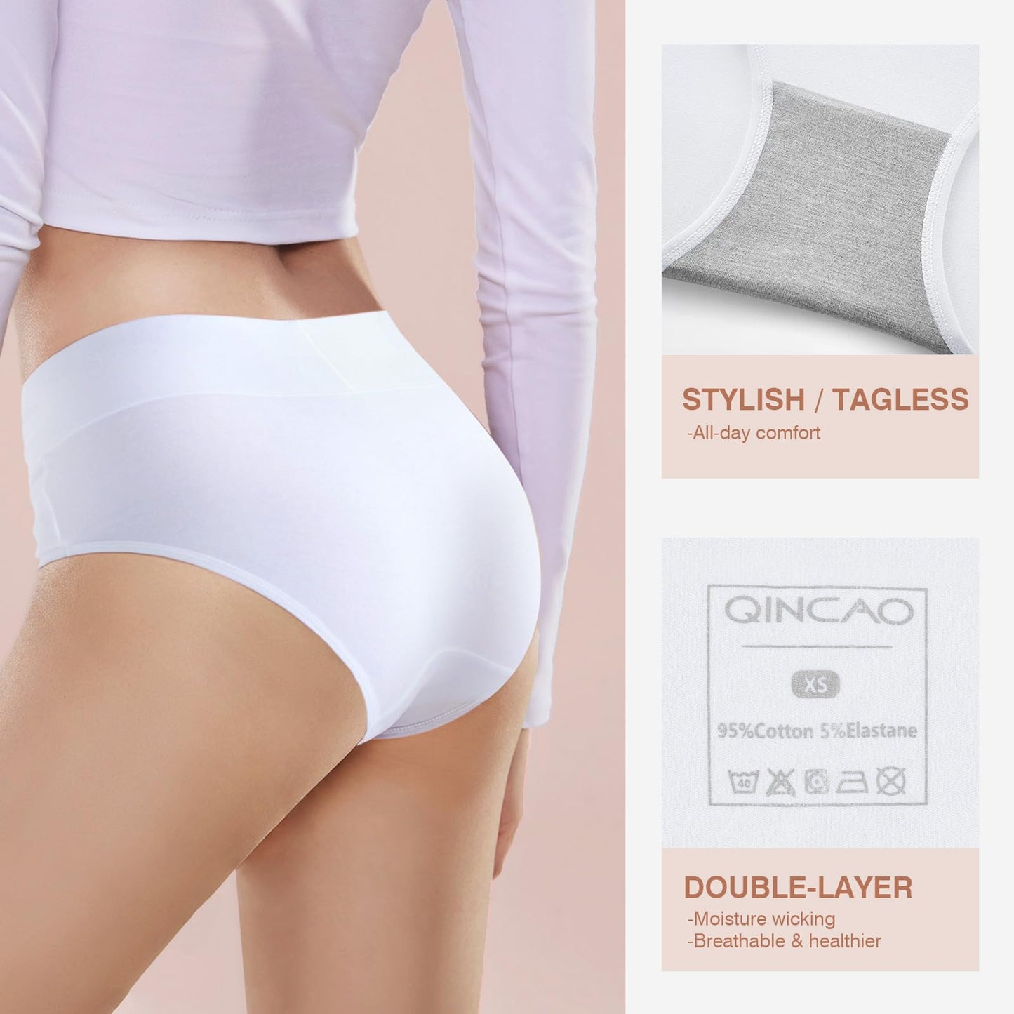 Women's High Waist Cotton Briefs Underwear 6-Pack