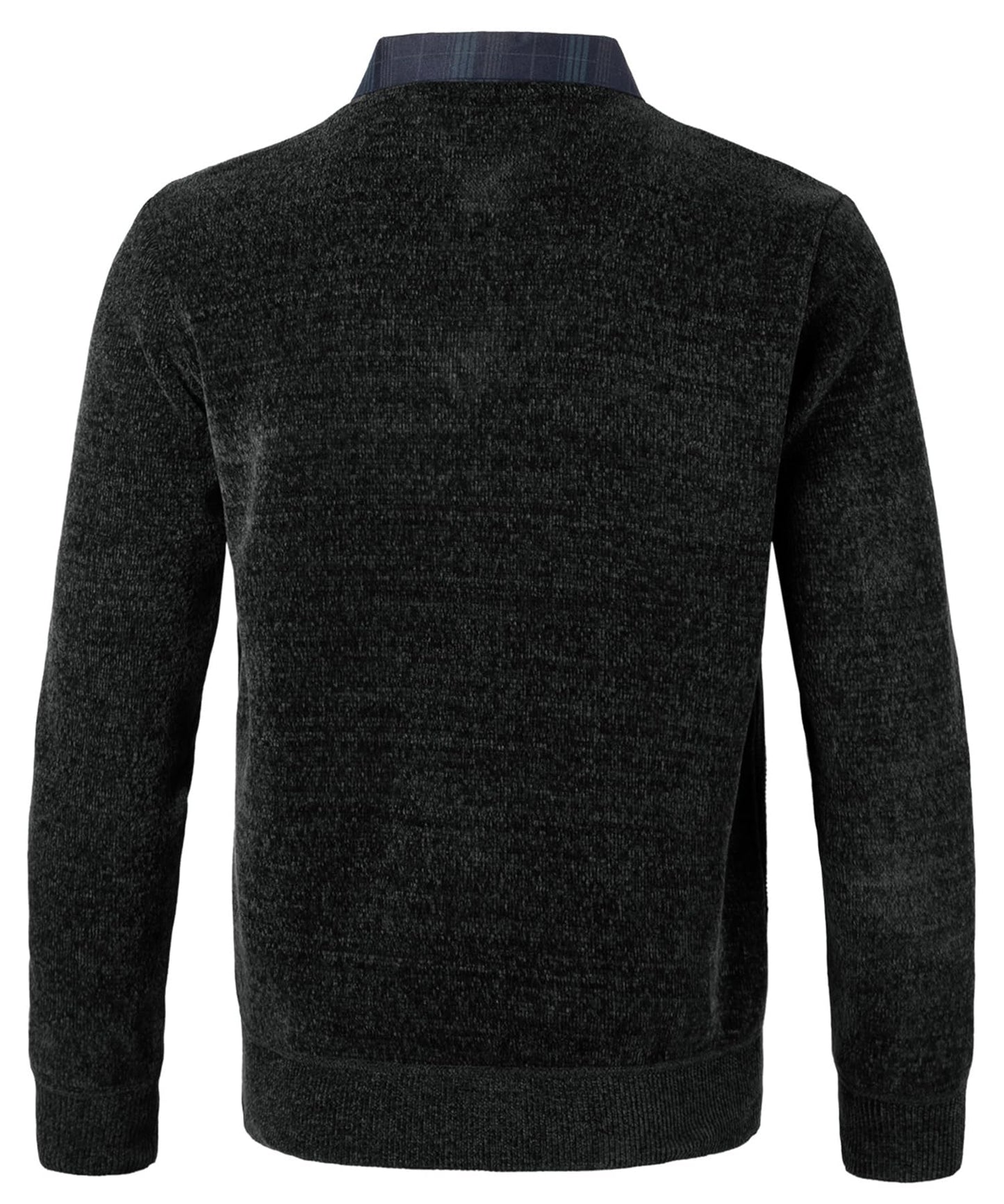 Men’s 2-in-1 V-Neck Sweater – Slim Fit Chenille Pullover with Mock Shirt Collar
