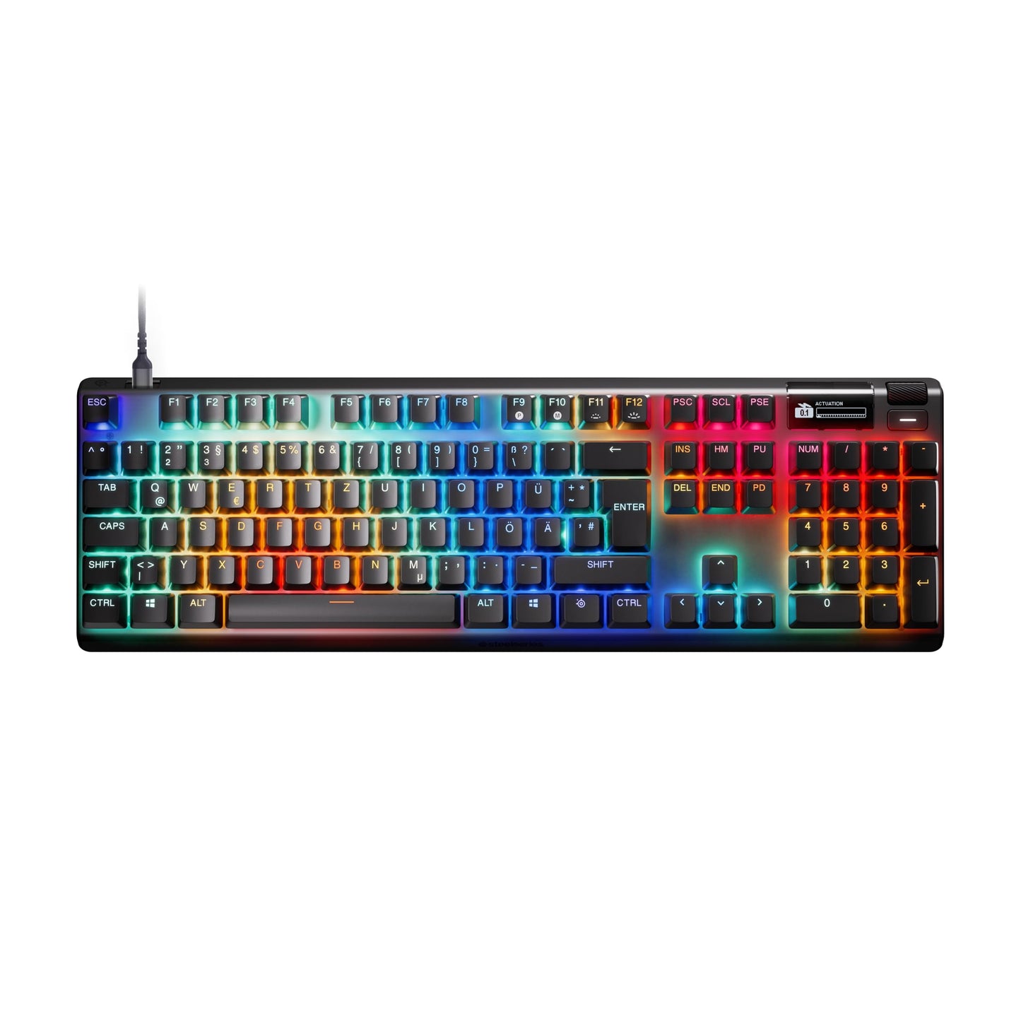 SteelSeries Apex Pro Gen 3 - HyperMagnetic Gaming-Tastatur - OmniPoint 3.0 Switches - anpassbares Ansprechverhalten - Rapid Trigger - Rapid Tap/SOCD - OLED - RGB - PBT-Keycaps - DE Layout QWERTZ
