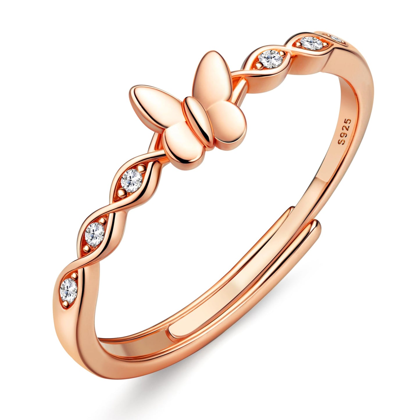 JeweBella 925 Sterling Silver Butterfly Ring for Women