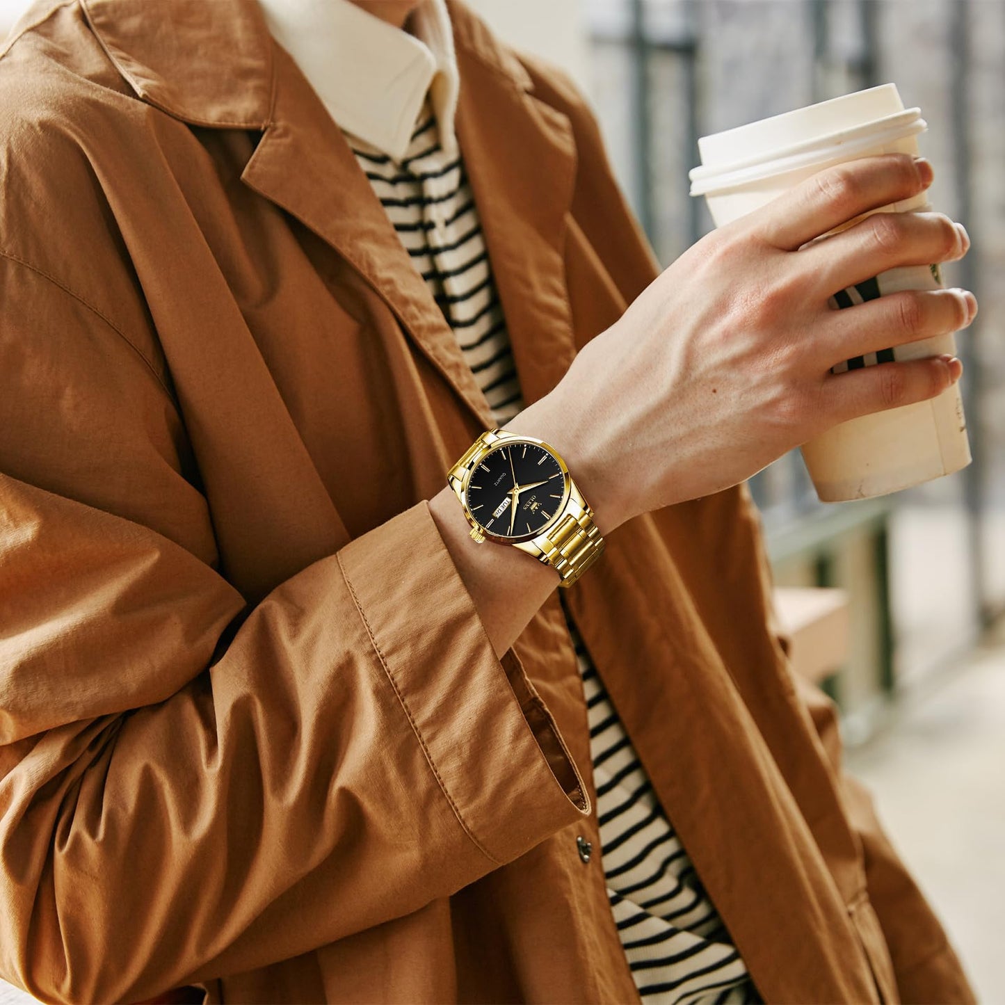 OLEVS Uhren Herren, Analoge Quarz Leucht Armbanduhr, wasserdichte Datum Edelstahl Herrenuhr, Klassische Mode Business Freizeituhren, Elegantes Geschenk für Männer