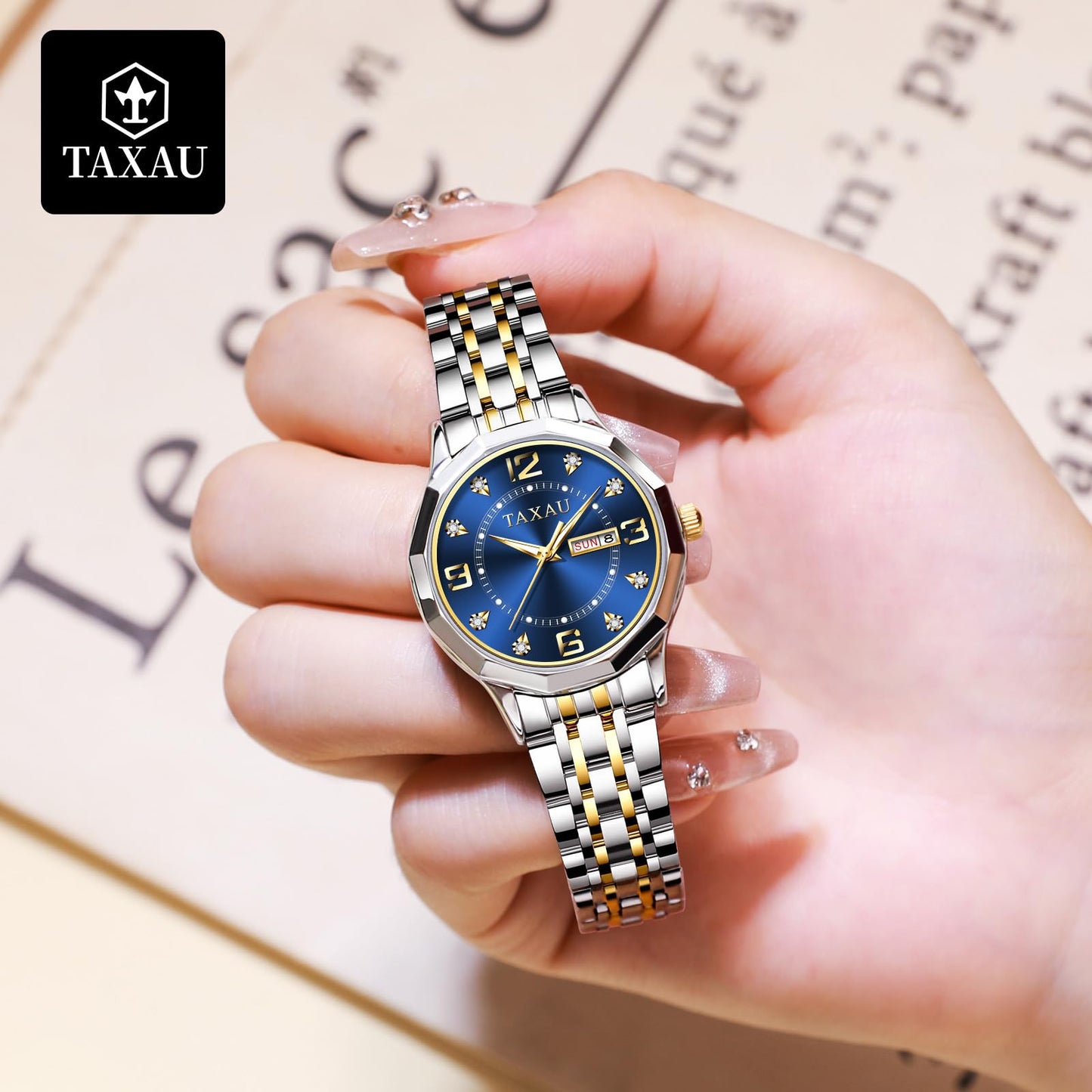 Taxau Uhr Frauen Luxus Edelstahl Uhren Frauen Kleid für Frauen wasserdichte Analog Quarz Damenuhren Klassische Reloj para Mujer