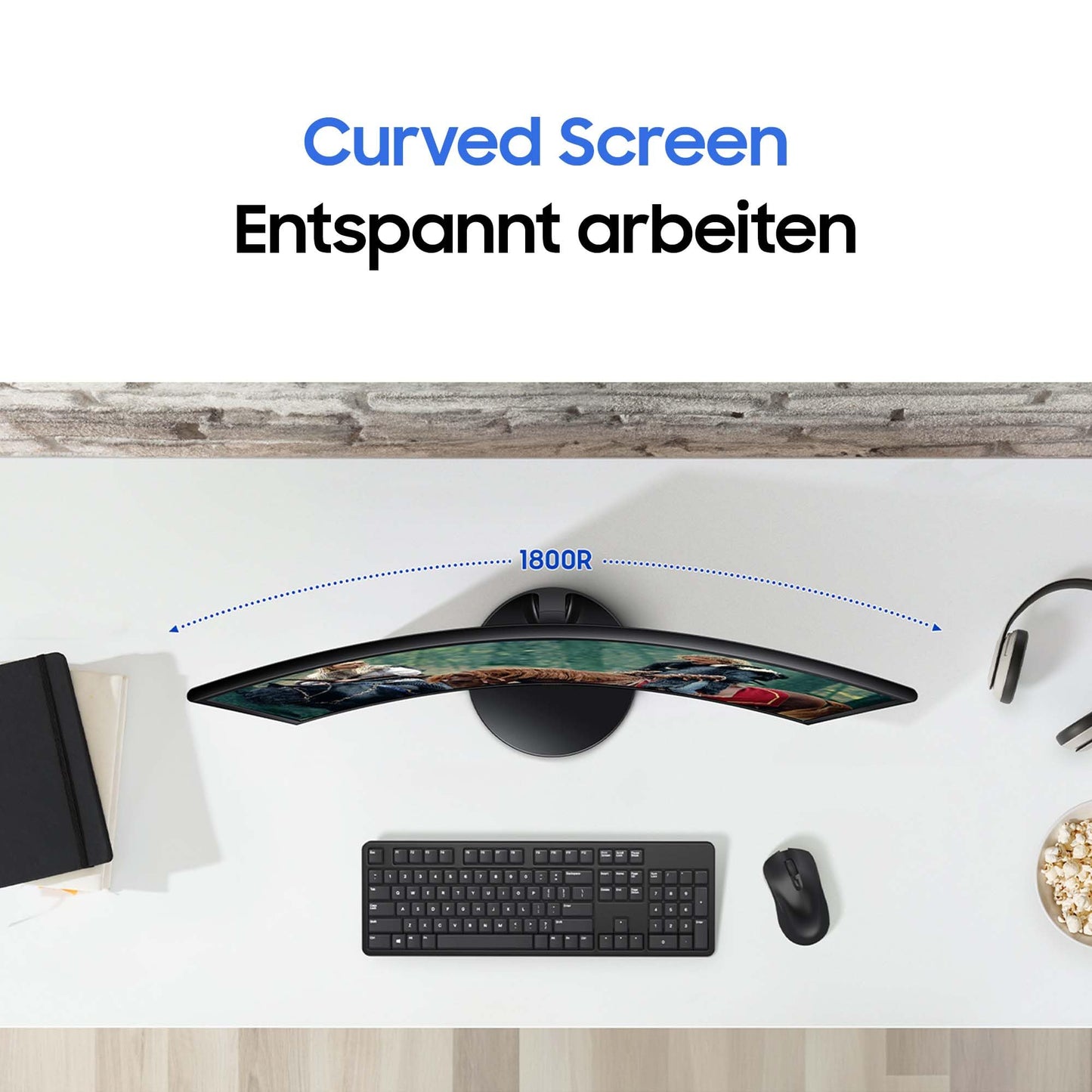 Samsung S36GD Essential Curved Monitor, 27 Inches, PC Screen with VA Panel, Full HD Resolution, 4 ms Response Time, 100 Hz Refresh Rate, Eco Saving Plus, Flicker Free, Black, S27D366GAU