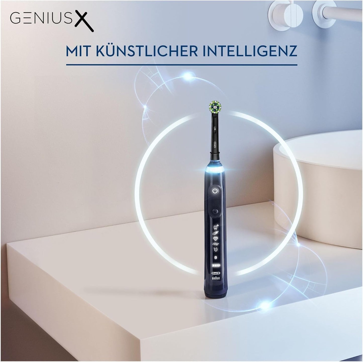 Oral-B Genius X Elektrische Zahnbürste/Electric Toothbrush, 6 Putzmodi für Zahnpflege, künstliche Intelligenz & Bluetooth-App, Geschenk Mann/Frau, Designed by Braun, schwarz