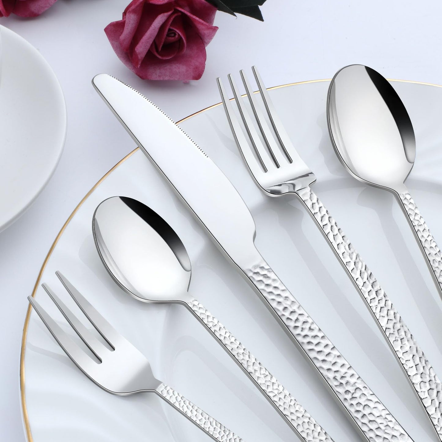 BEWOS Besteck Set für 6 Personen, 30 teilig Essbesteck Set inkl. Messer, Gabel, Löffel, Besteck Edelstahl Spiegelpoliert, Spülmaschinenfest