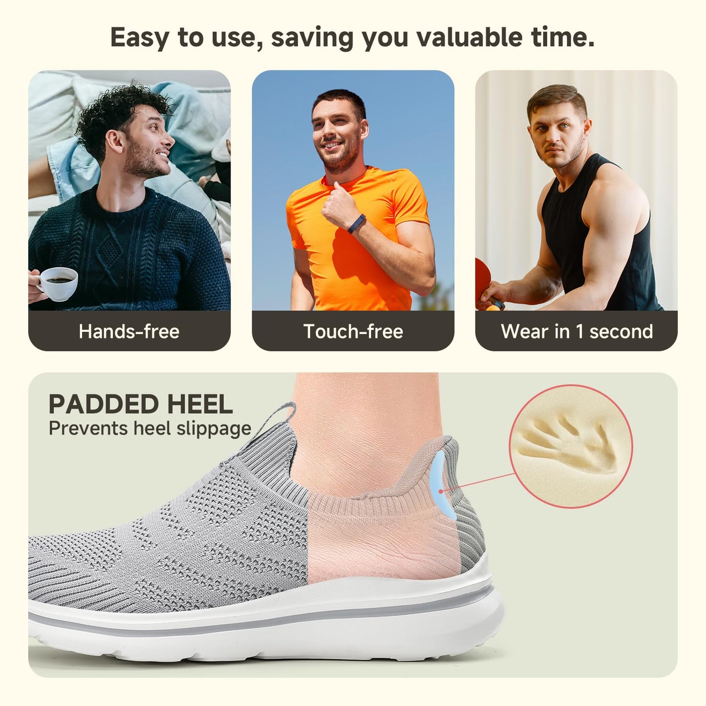 ODCKOI Men’s Slip-On Sneakers – Hands-Free, Lightweight & Training Shoes