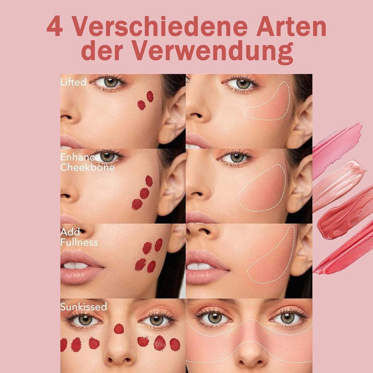 EONFAVE Blush Stick Liquid – 3-Color Waterproof Cream Blush Set