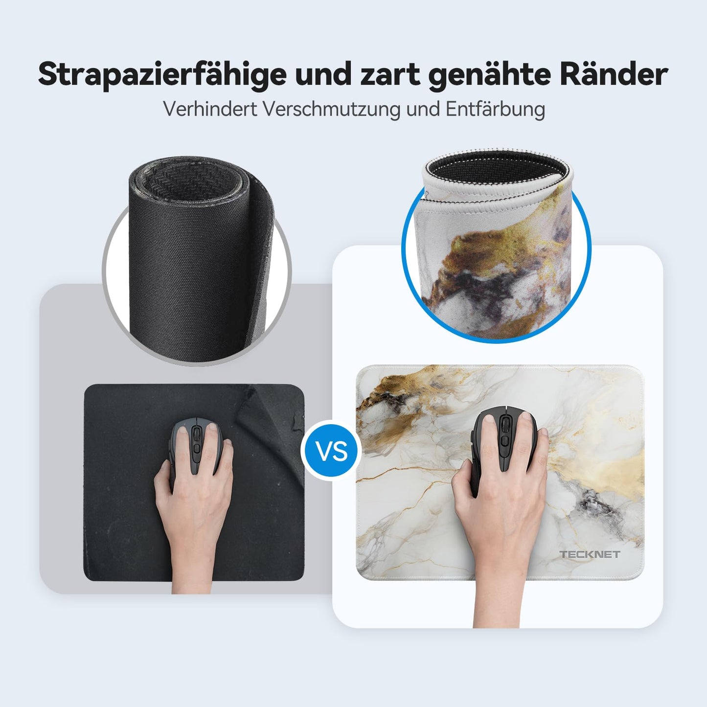 TECKNET Mauspad, 280 x 210 mm Gaming Mousepad mit Wasserdicht und Rutschfester Gummi für PC-Büro, Arbeit, Gaming, Studium, Laptop, Computer, Zuhause-Schwarz