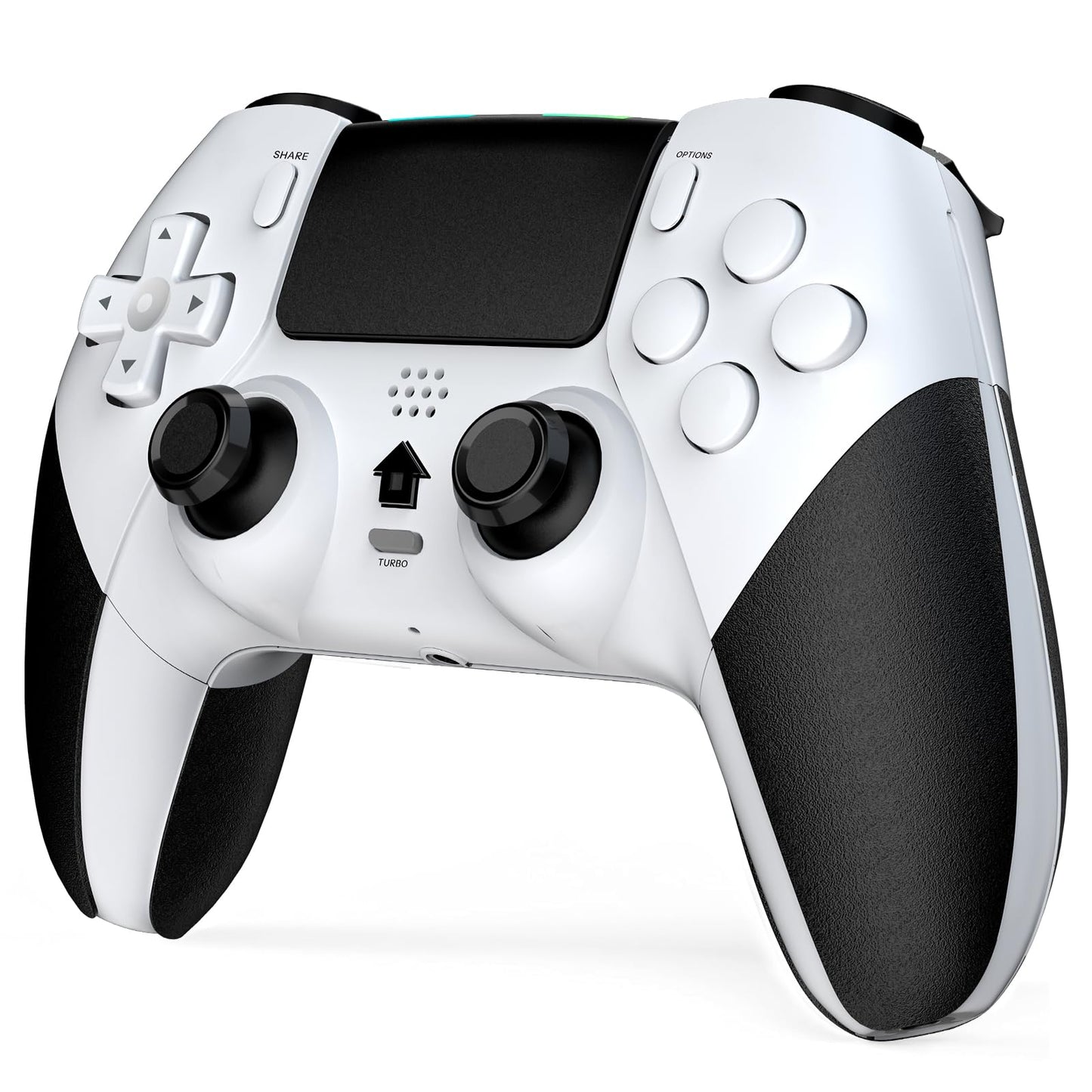 Shiptree Wireless Controller für PS-4, Game Controller Kompatibel mit PS-4/Slim/Pro mit 2 Programmierbaren Tasten, Gamepad mit Trubo/Dual Vibration/6-Achsen Gyro Sensor/Touchpanel/Audio Jack - Weiß
