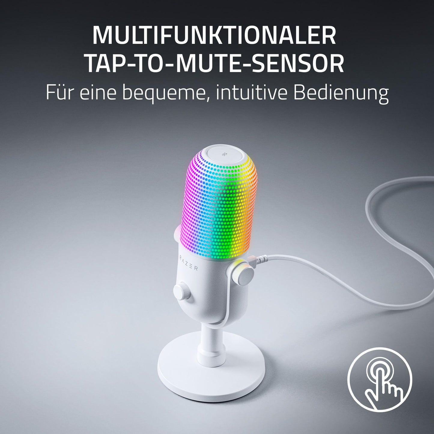 Razer Seiren V3 Mini - Ultrakompaktes USB-Mikrofon (14mm Supernieren Kondensatormikrofon, Tap-to-Mute-Sensor mit LED-Anzeige, integrierter Stoßdämpfer, Plug-and-Play Design) Schwarz