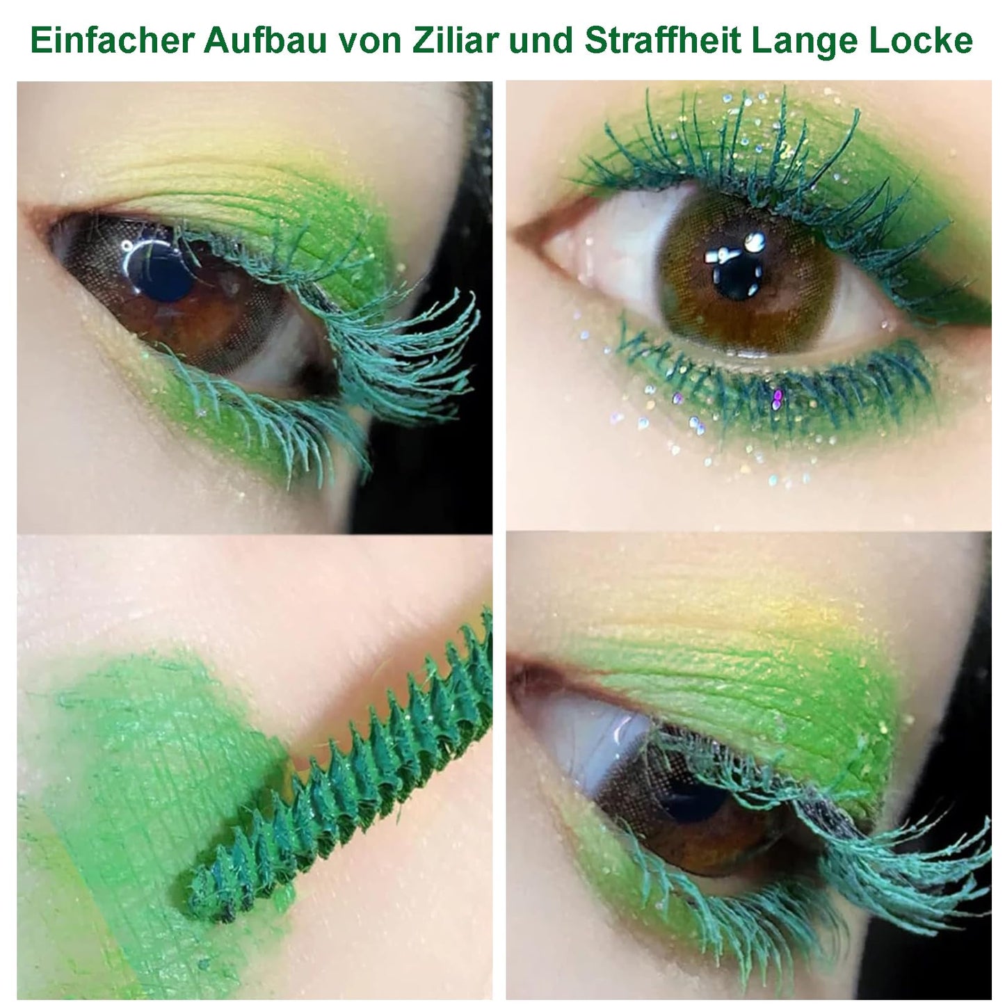 Colourful Waterproof Mascara – Volumising & Curling (Green)