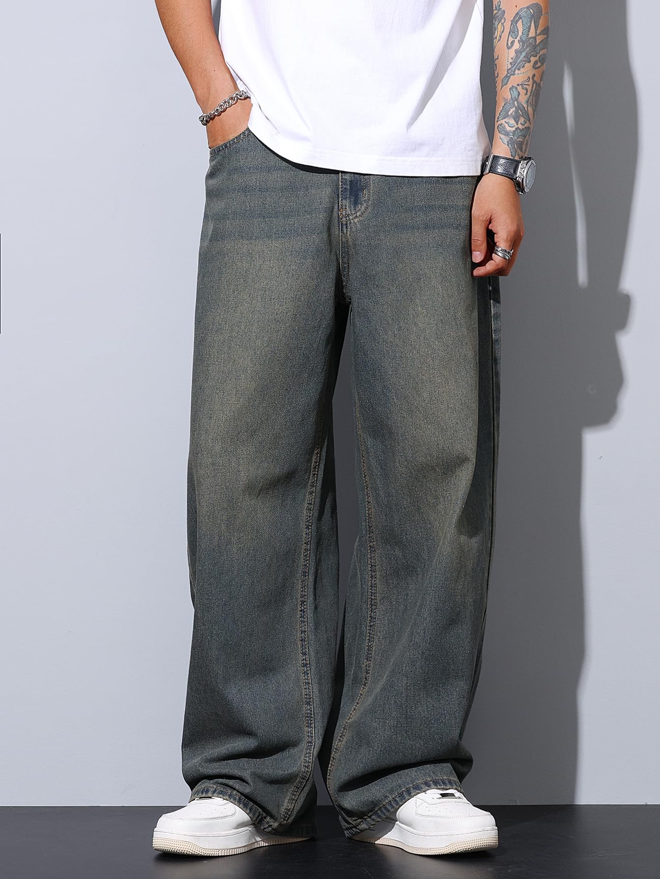 Zewool Men’s Irregular Seam Baggy Jeans