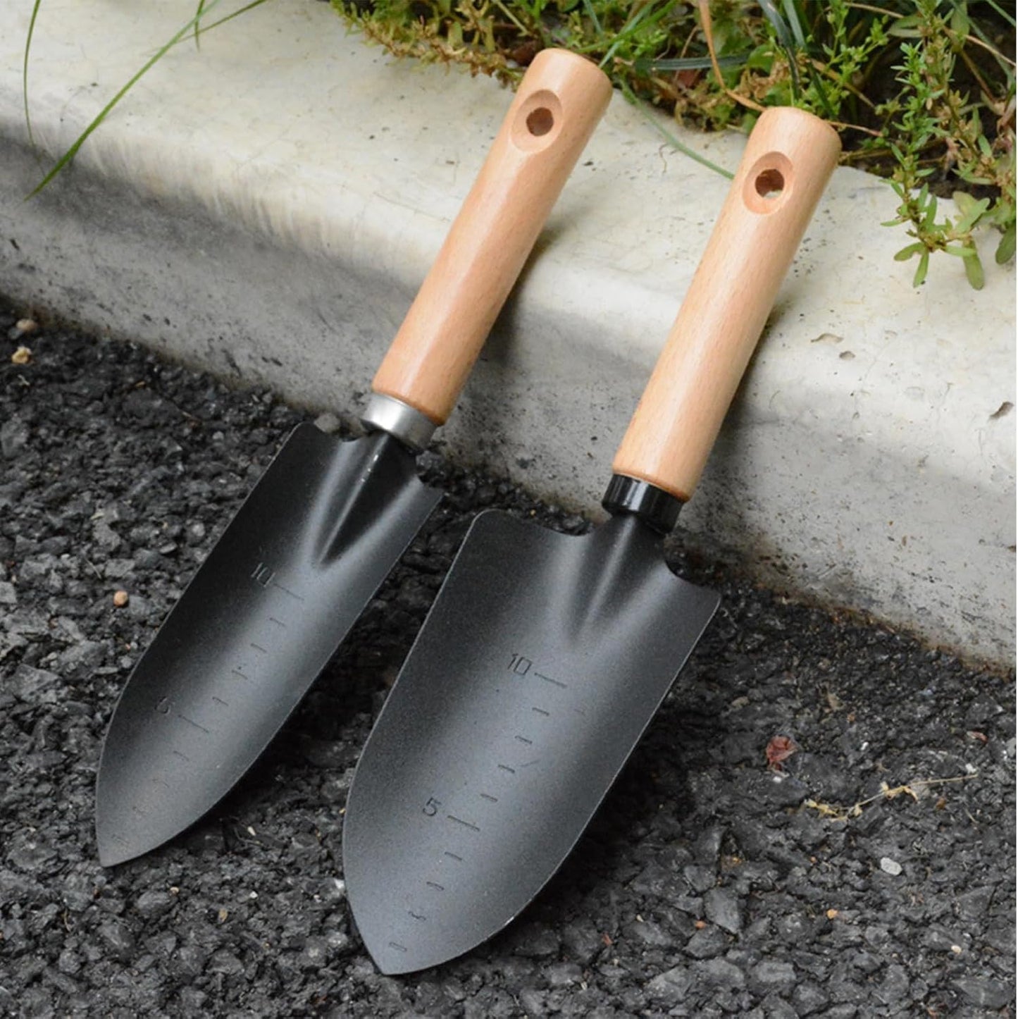 2 Stück Edelstahl Blumenkelle Garden Gartenschaufel Kinder Metall Garten Schaufel Haushalt Graben Rasenkelle Schaufel Handwerkzeug, Mini Garten Schaufeln, Schwarz