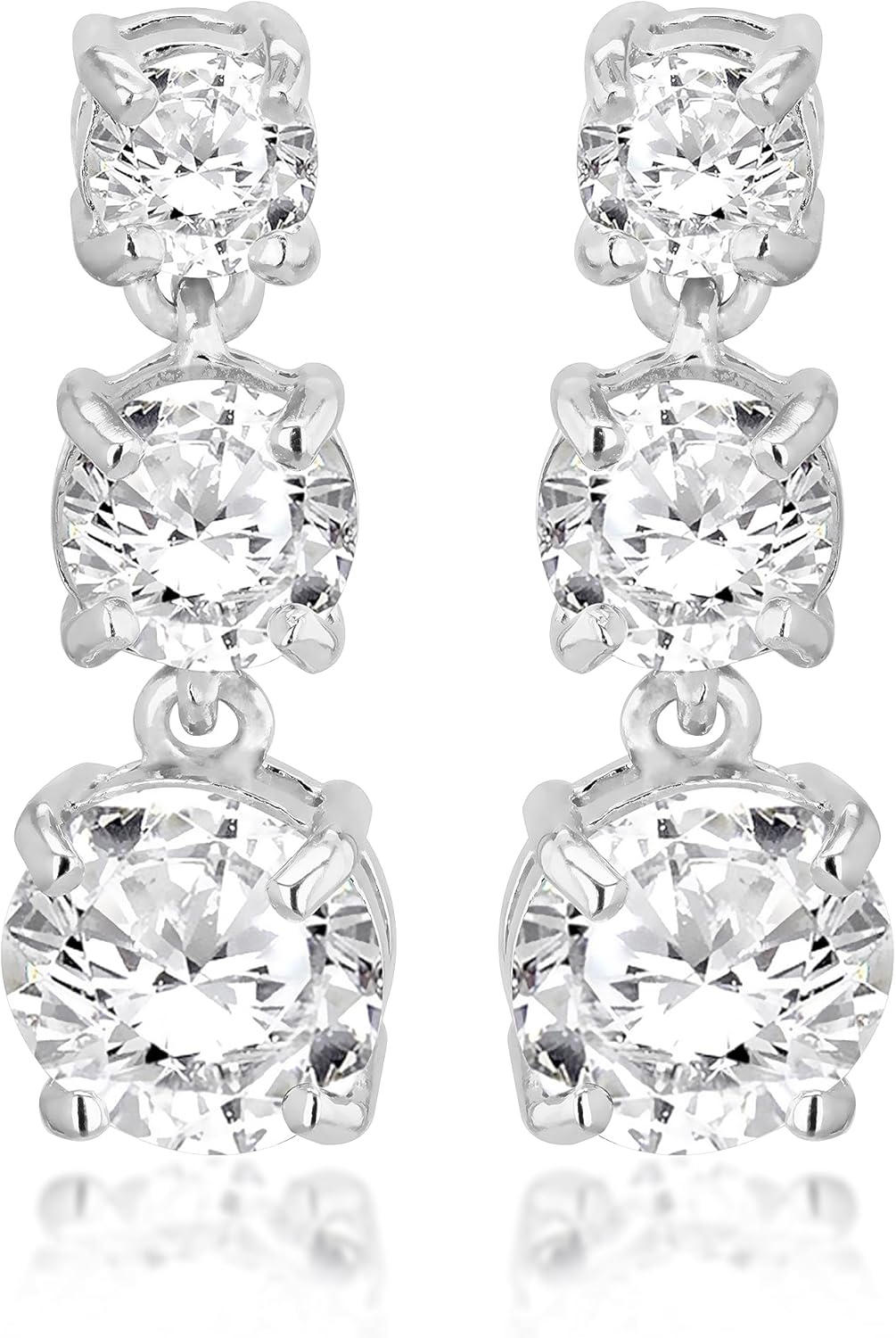 Essentials Sterling Silver Drop Earrings with Cubic Zirconia