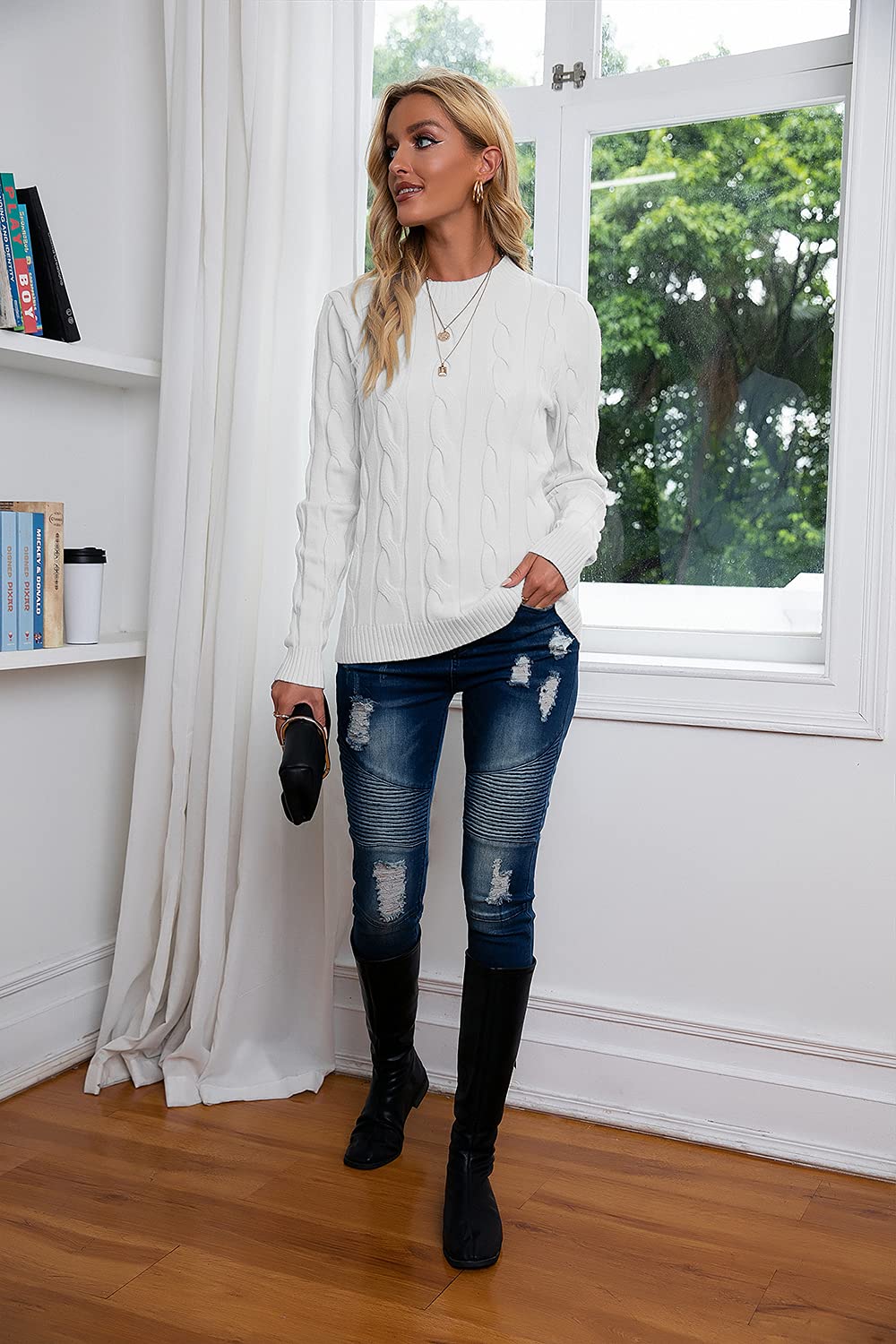 Women’s Casual Knit Sweater – Loose Fit Pullover