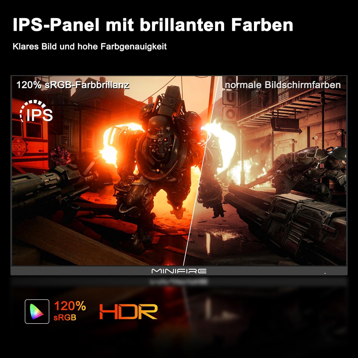 Minifire 24 Inch Monitor, 100 Hz, IPS, Full HD (1920 x 1080), AMD FreeSync, sRGB110%, Frameless Screen, Eye Care, HDMI Type-C, Adjustable Tilt, VESA (MF24X3A Type-C Cable Included)