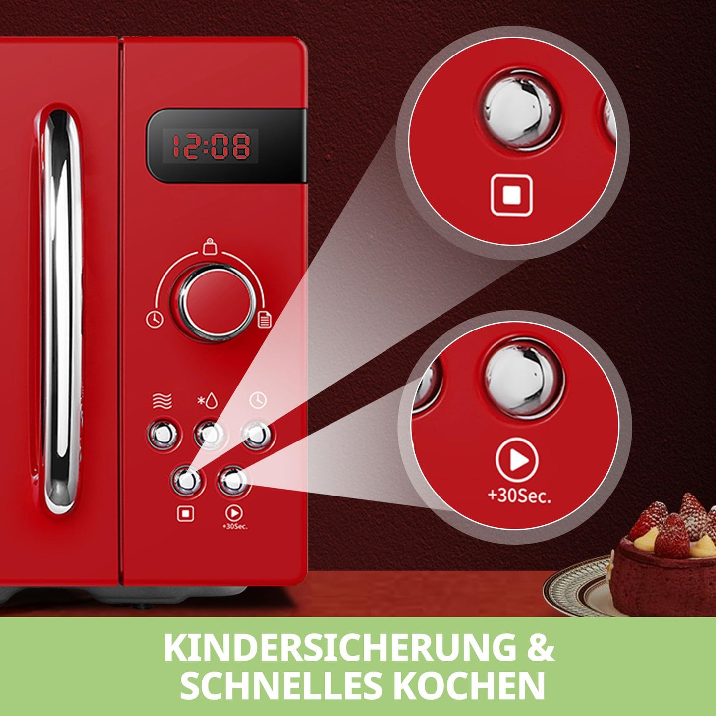 Comfee CMSN 20 wh Mikrowelle / Solo-Mikrowelle mit 5 Leistungsstufen/ Innenbeleuchtung/ easy Defrost/360°Drehteller / Zwei Drehregler/20L/700W/ Weiß, Mechanisch