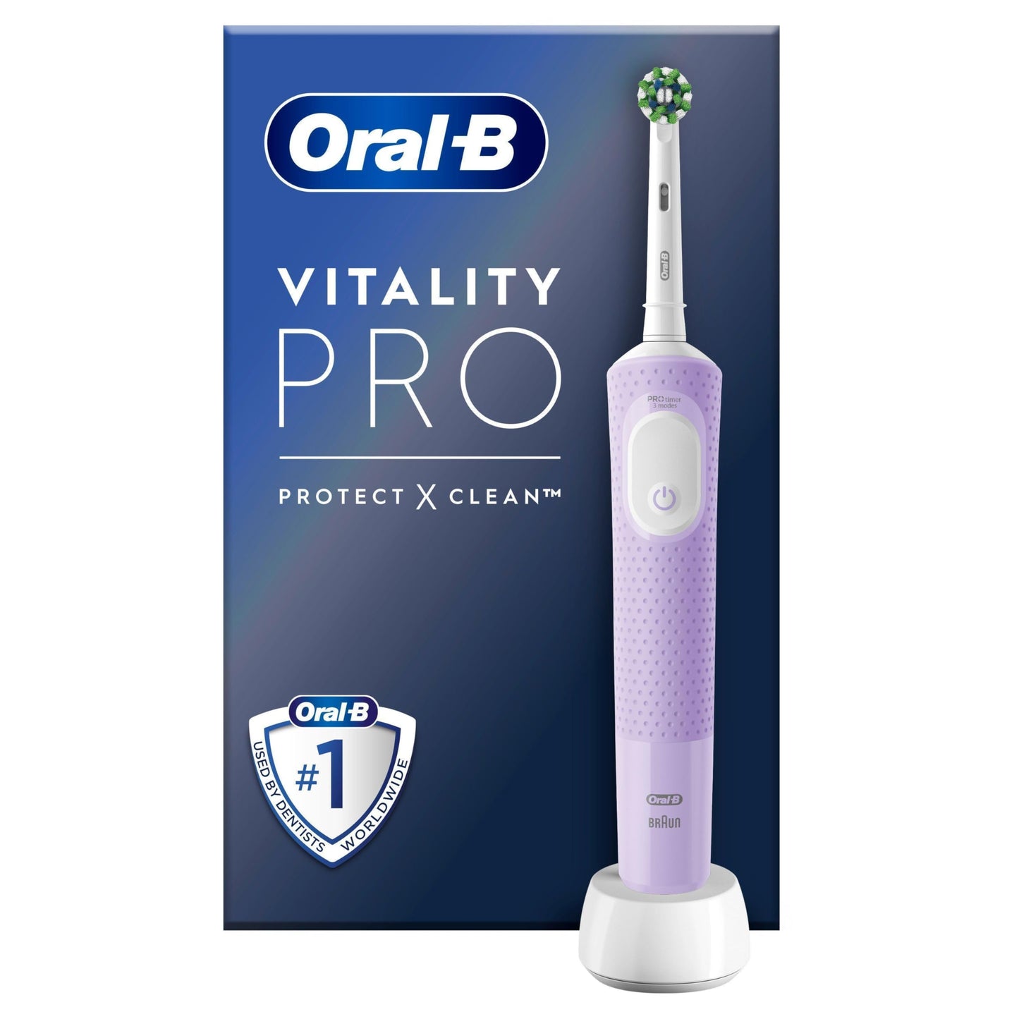 Oral-B Vitality Pro Elektrische Zahnbürste/Electric Toothbrush, 3 Putzmodi für Zahnpflege & Protect X Clean Zahnbürstenkopf, Geschenk Mann/Frau, Designed by Braun, schwarz, 1 stück (1er Pack)