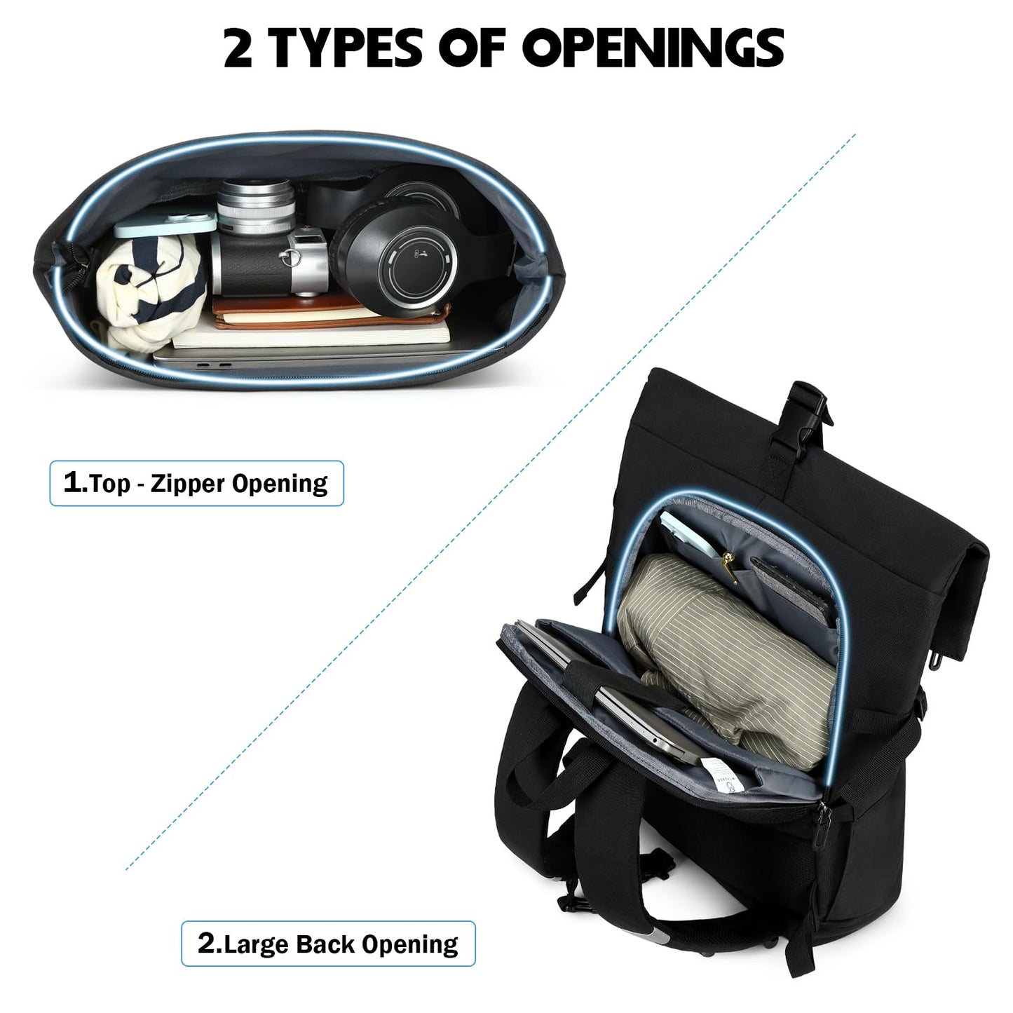 Myhozee Rolltop Backpack for Men and Women