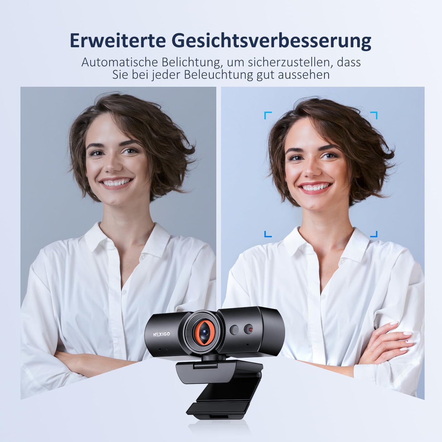 NexiGo N60 1080P Webcam, HD-Webcam mit Mikrofon, Softwaresteuerung und Datenschutzabdeckung, USB-Computerkamera, Sichtfeld mit 110°, Plug-and-Play, für Zoom/Skype/Teams, Konferenzen und Videoanrufe