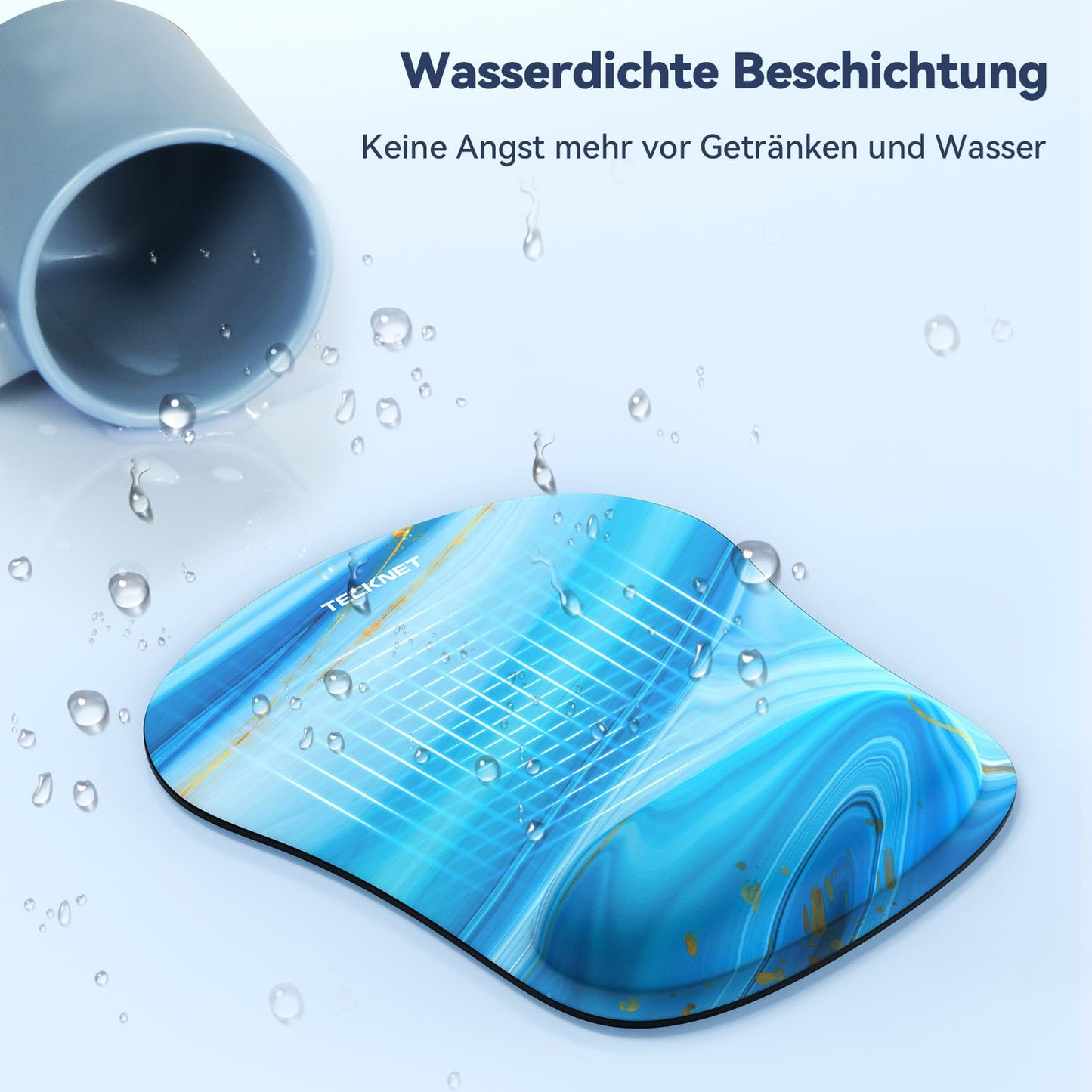 TECKNET Mauspad mit Gelkissen, Memory Foam Mousepad Ergonomisches Wasserdicht Komfort Mausmatte mit Handgelenkpolster Handauflage für Alle Maus Offfice Heim Computer Laptop