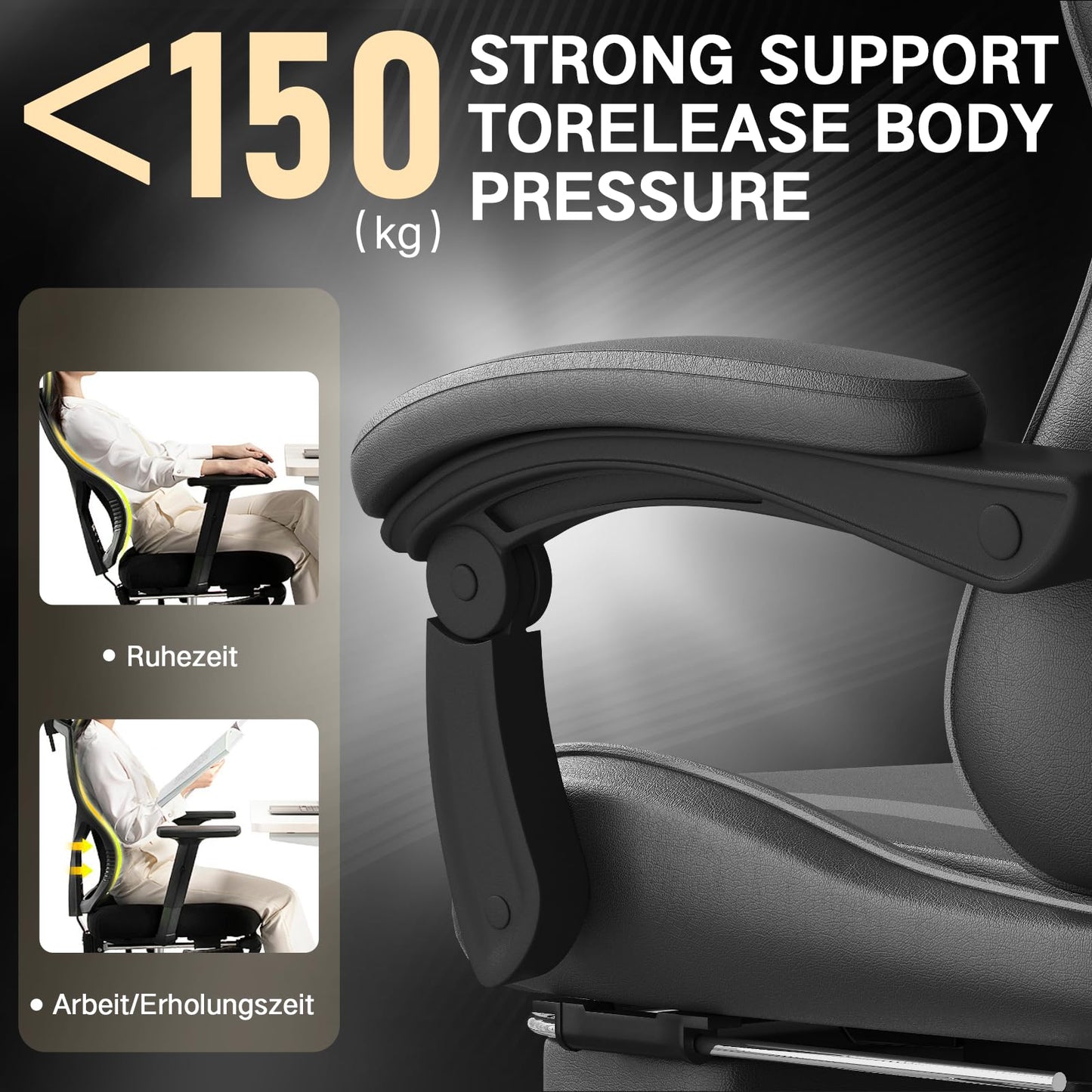 Devoko Massage Gaming Chair, Office Chair with Footrest and Massage Lumbar Cushion, Gamer Chair with Headrest, Ergonomic Gaming PC Chair 150 kg Load Capacity, Black