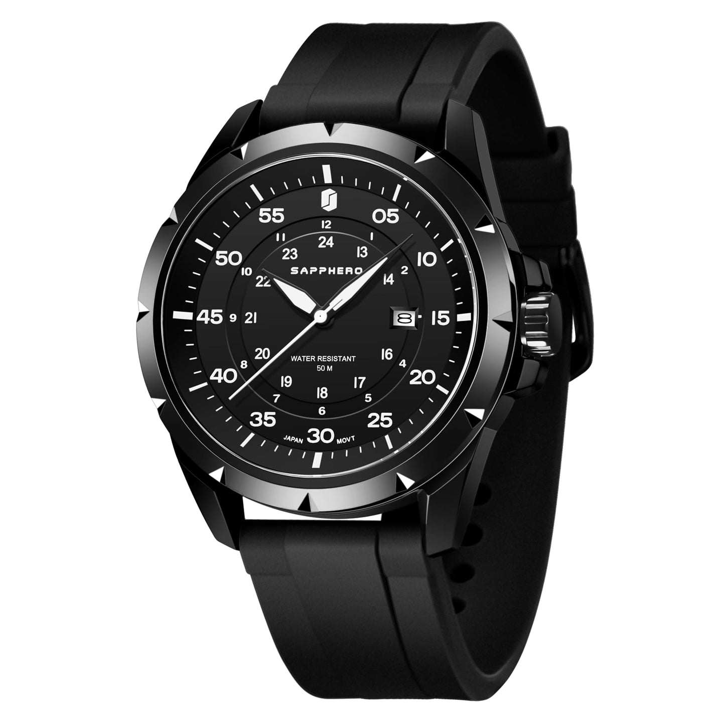 SAPPHERO Uhr Herren Silikonarmband Wasserdicht 10ATM Armbanduhr Herren Japanisches Quarzwerk Edelstahlgehäuse Date Design Sportliches Lässig Business Uhren fur Männer
