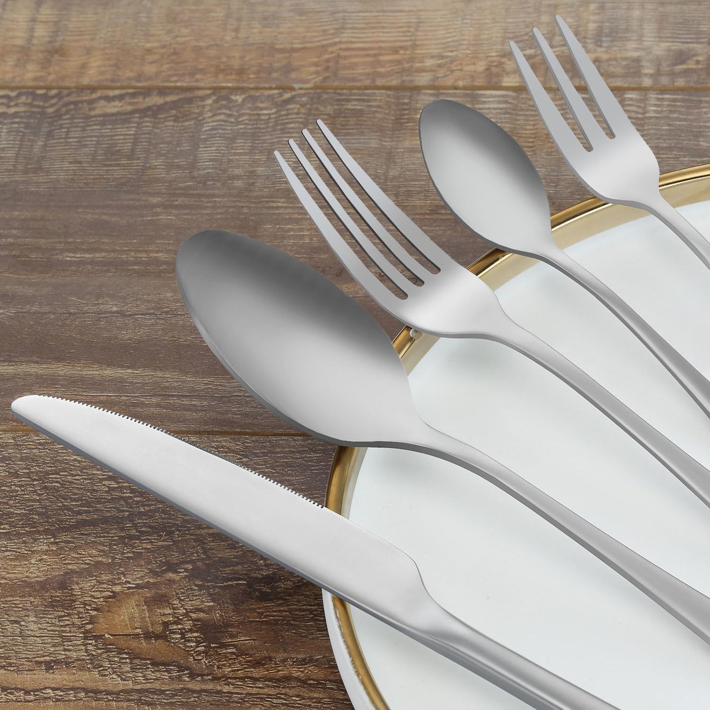 BEWOS Besteck Set für 6 Personen, 30 teilig Essbesteck Set inkl. Messer, Gabel, Löffel, Besteck Edelstahl Spiegelpoliert, Spülmaschinenfest