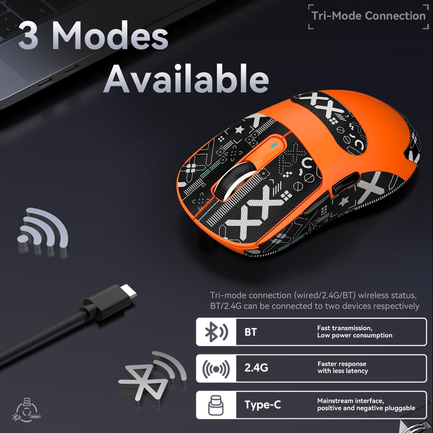 ATTACK SHARK X3 49g Ultralight Mouse, PixArt PAW3395 Gaming Sensor, BT/2.4G Wireless/Wired Gaming Mouse, 26000 DPI, 200 Hours Battery, Office Mice for Win11/Xbox/PS/Mac (White)