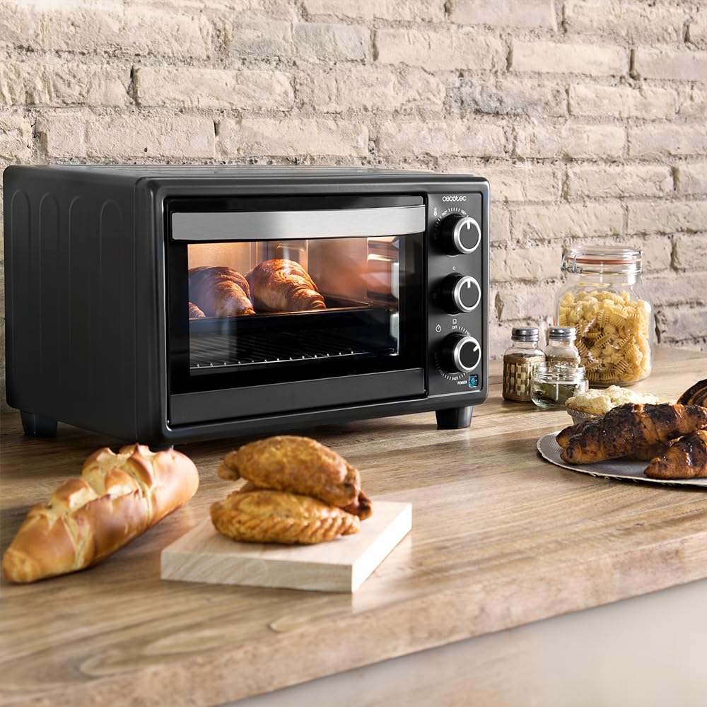 Cecotec Tischofen Bake&Toast 1090 Black, 10 L, 1000 W, 60-Minuten-Timer, Temperaturregelung bis zu 230ºC, Backblech, Grillrost und Zange mit Griff