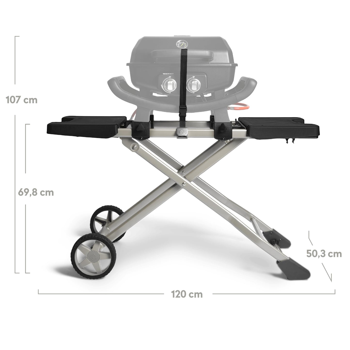 BURNHARD 2-Brenner Gasgrill Wayne 4,4 kW – Tragbarer Balkongrill - Tischgasgrill klein mit Aludruckguss Brennkammer inkl. Abdeckhaube - Gusseisen Grillrost