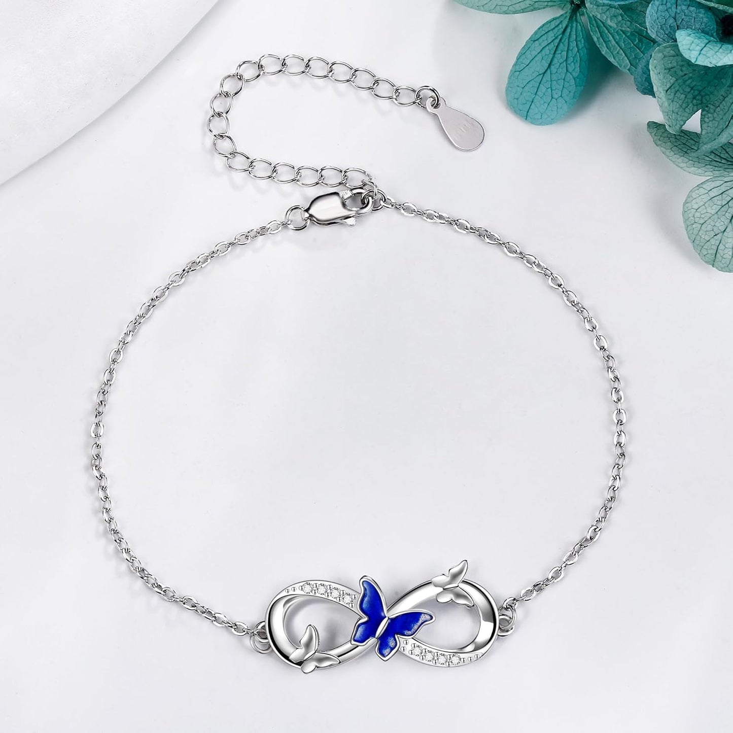 DAYLINLOVE Butterfly Bracelet – 925 Sterling Silver Infinity Jewelry