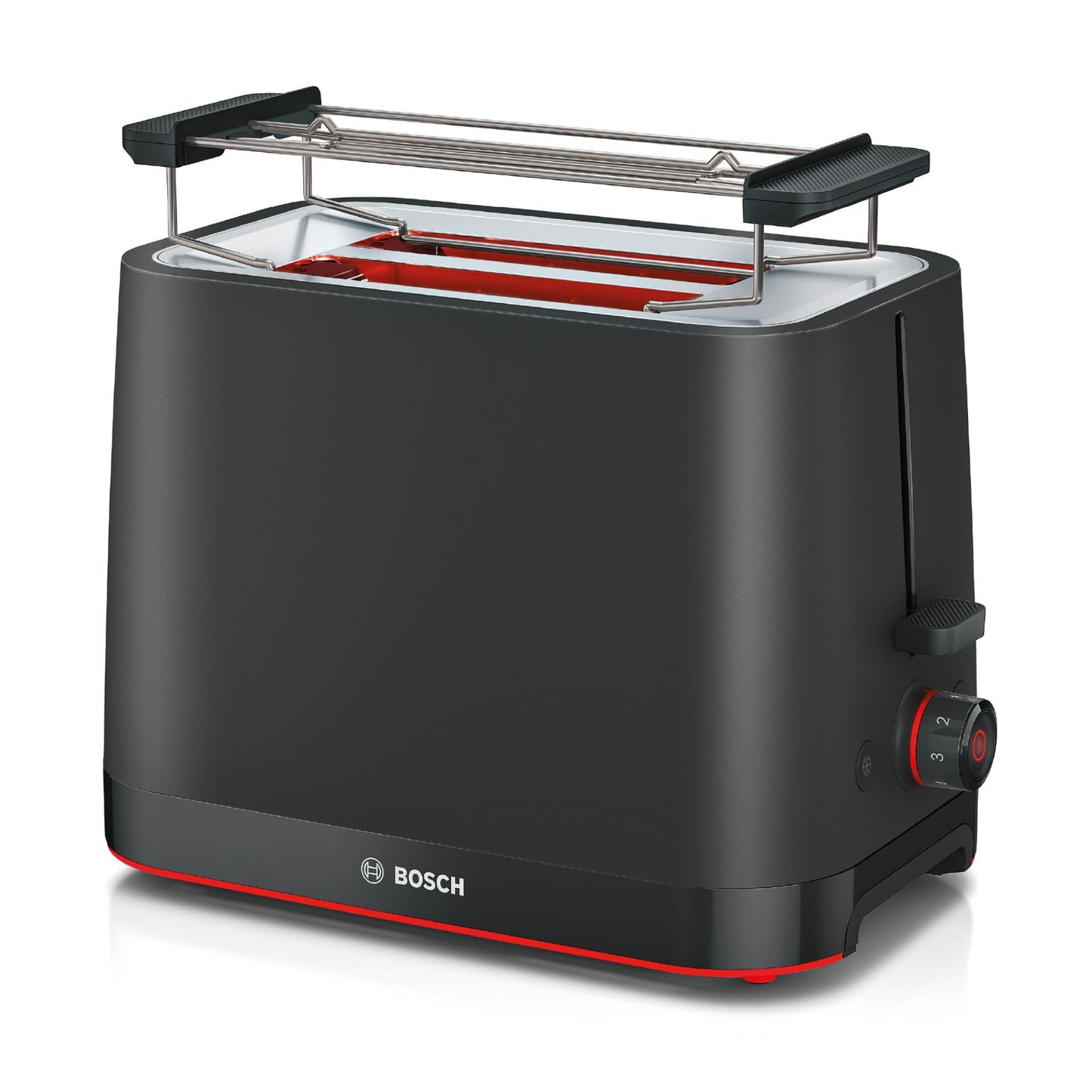 Bosch Kompakt Toaster MyMoment, integrierter Brötchenaufsatz, mit Auftaufunktion, mit Abschaltautomatik, Liftfunktion, Brotzentrierung, perfekt für 2 Scheiben, 800 Watt, Schwarz matt