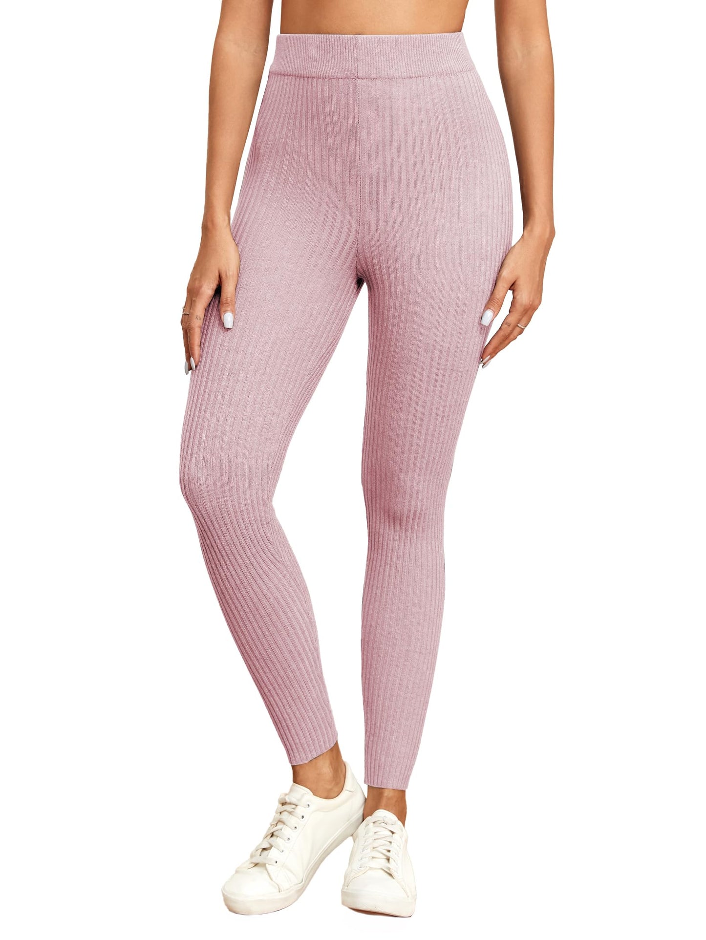 Famulily High-Waisted Ribbed Knit Leggings for Women