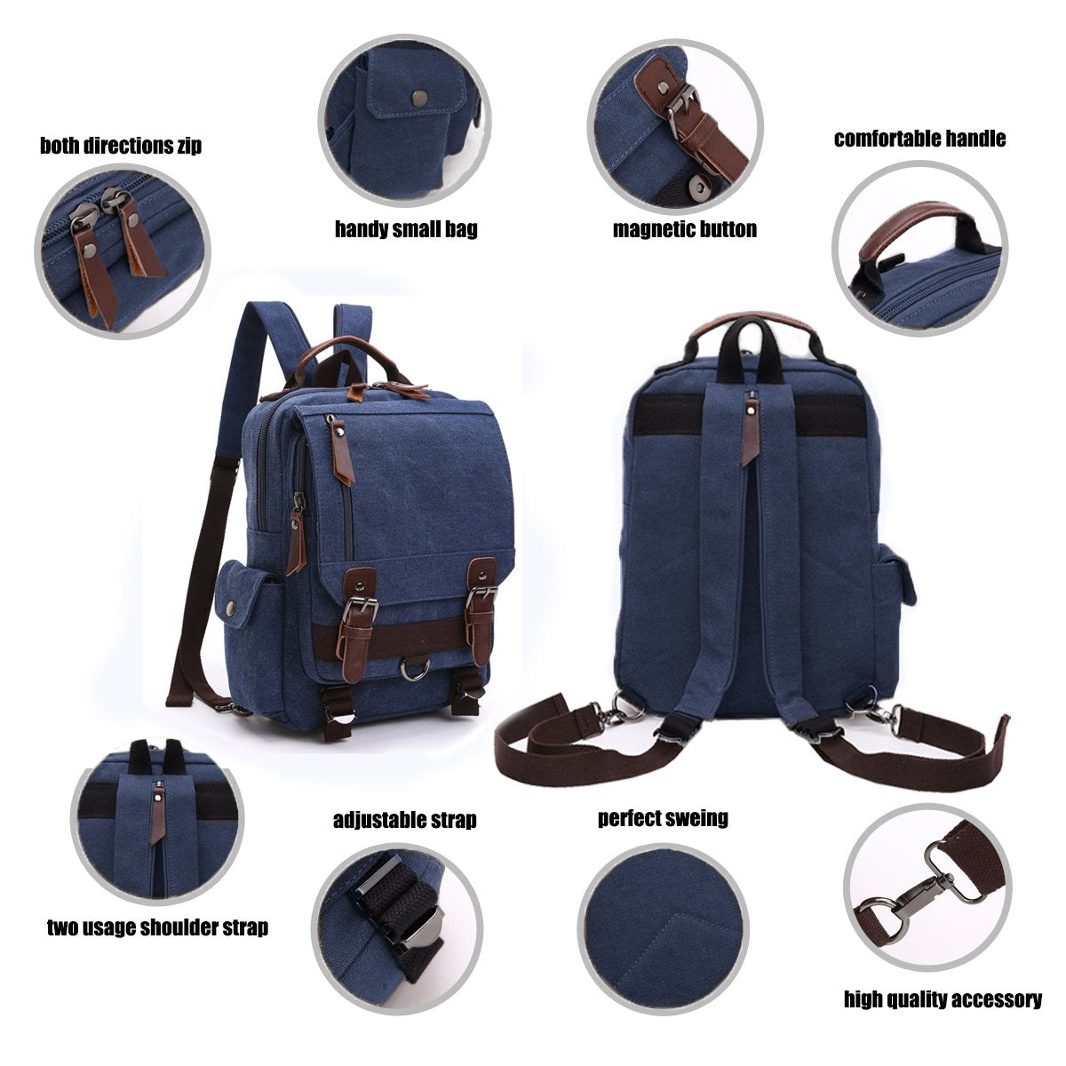 LOSMILE Vintage Canvas Backpack for Men & Women