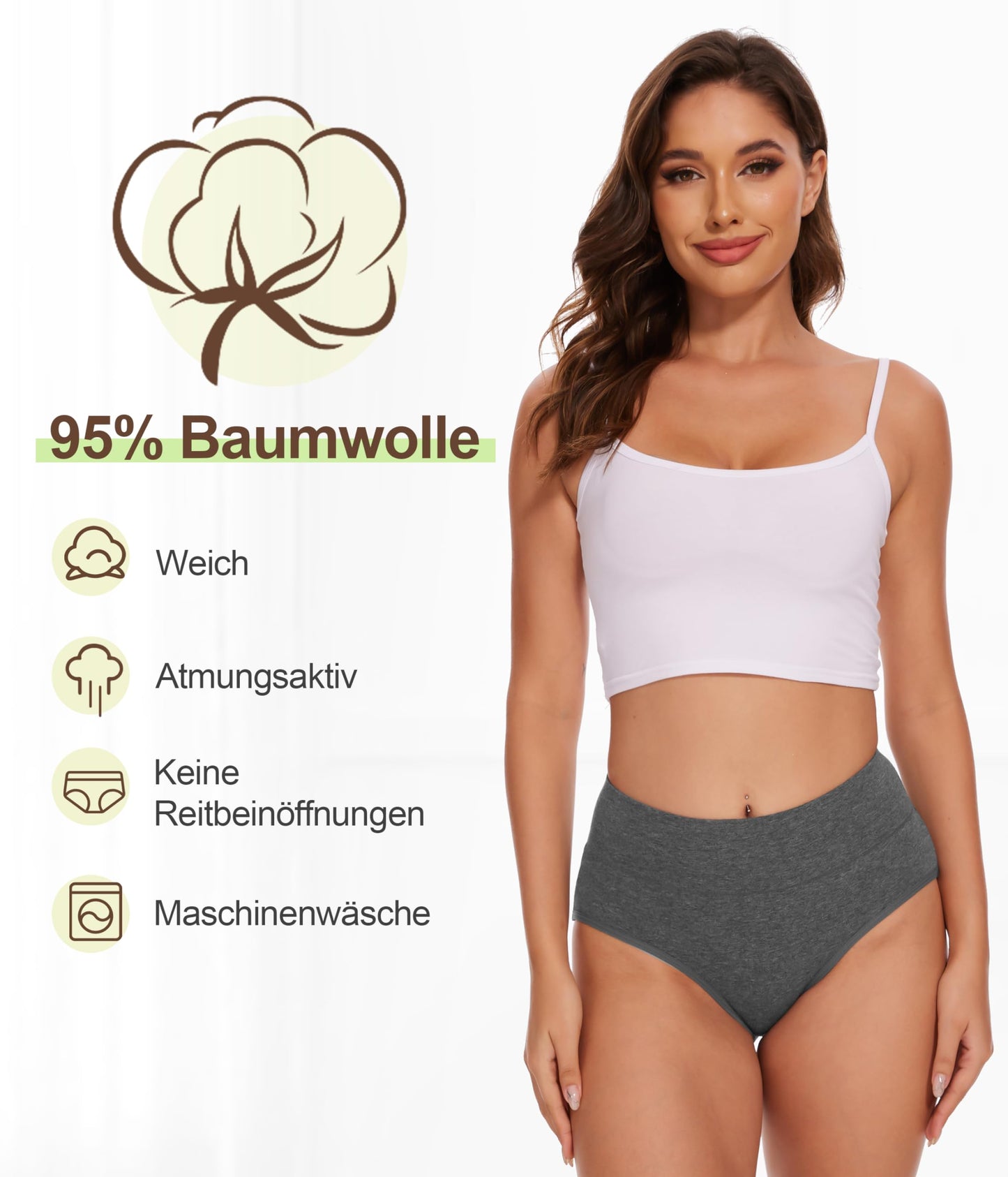 Women’s High Waist Cotton Panties 5-Pack - Sizes S-3XL