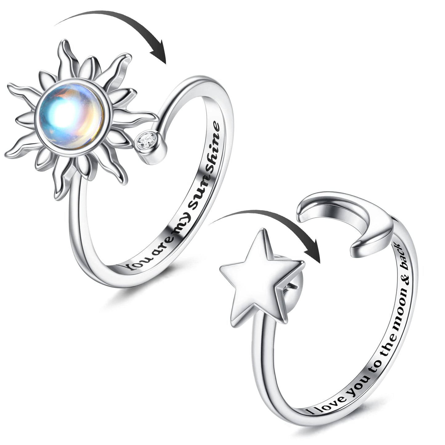 Adramata 2-Piece Anxiety Spinner Rings for Women