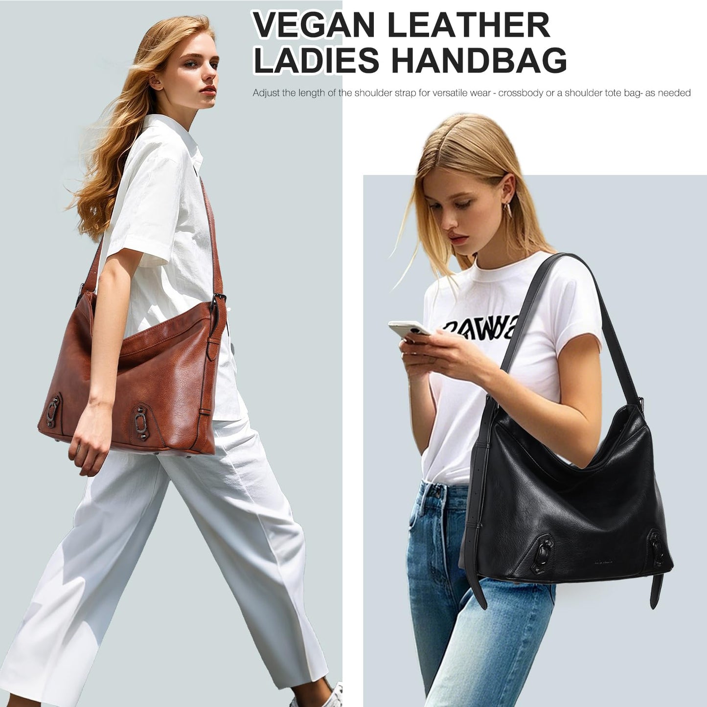 Chase Chic Women's Handbag – Leather Crossbody & Shopper Hobo Bag Set