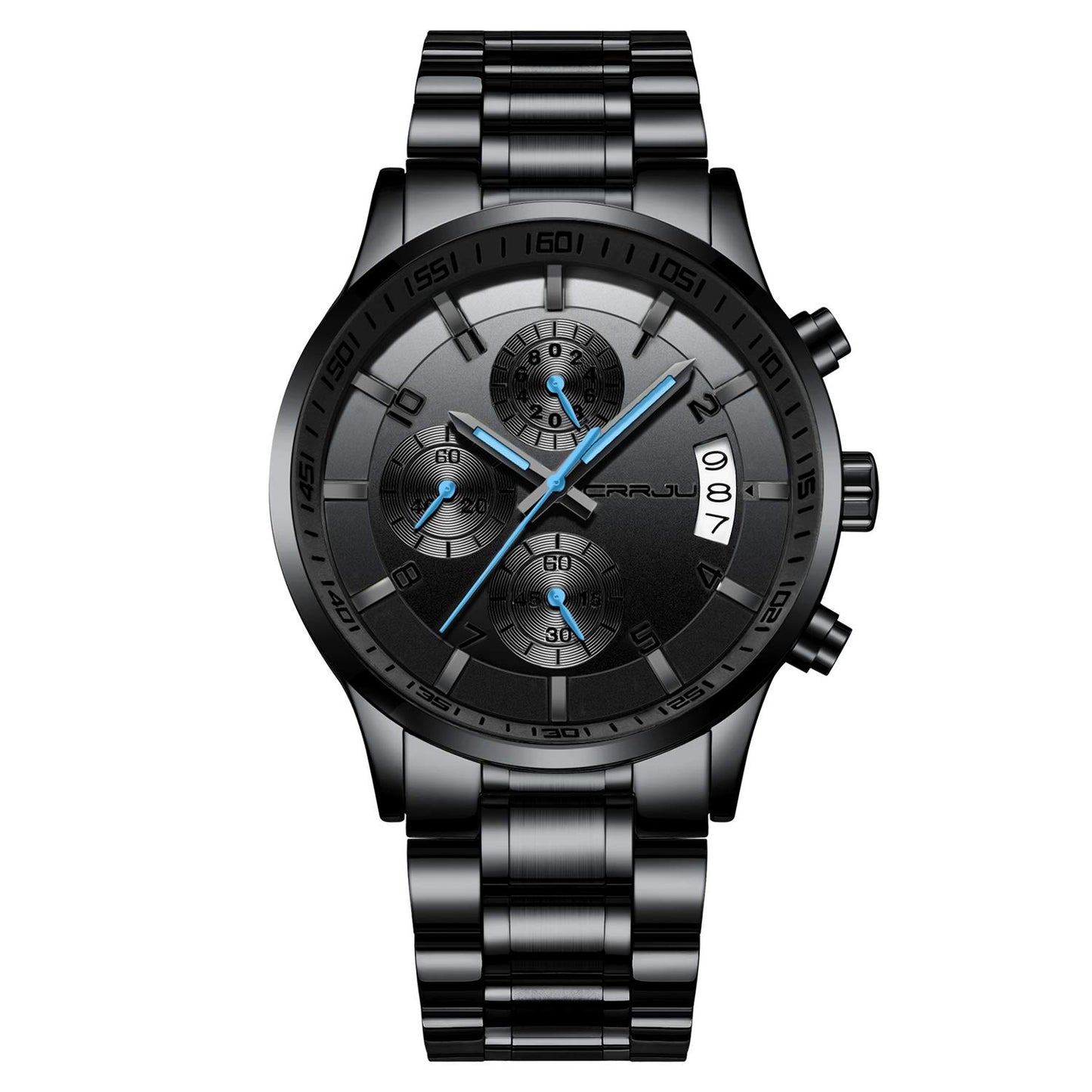 CRRJU Herren Uhr Business Edelstahl wasserdichte Chronographen mit Kalender Armbanduhr Edelstahlband Stoppuhr Analog Quarzuhr