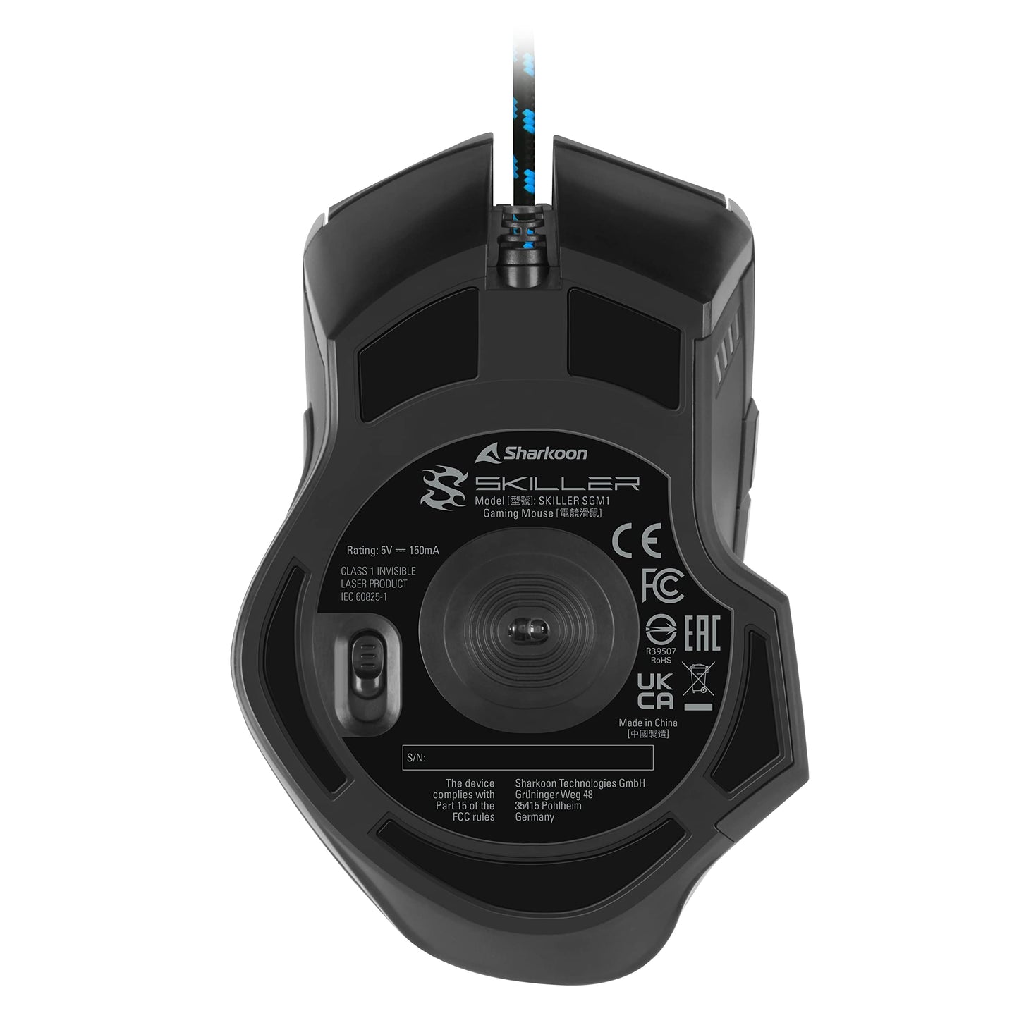 Sharkoon Skiller SGM1 Gaming Maus mit Makrotasten (10800 DPI, RGB-Beleuchtung, 12 Tasten, Weight-Tuning-System und Software) schwarz
