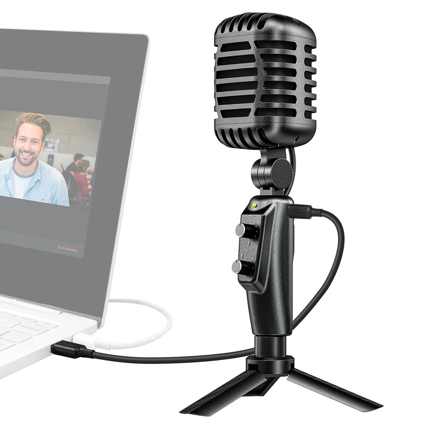 Mikrofon pc, Streaming Mikrofon für PC, PS4, PS5, Condenser Microphones USB C für Gaming, Podcast, Aufnahmen, Streaming, mit Stumm/Gain, Adapter für Phone,Kompatibel mit Mac, Winows