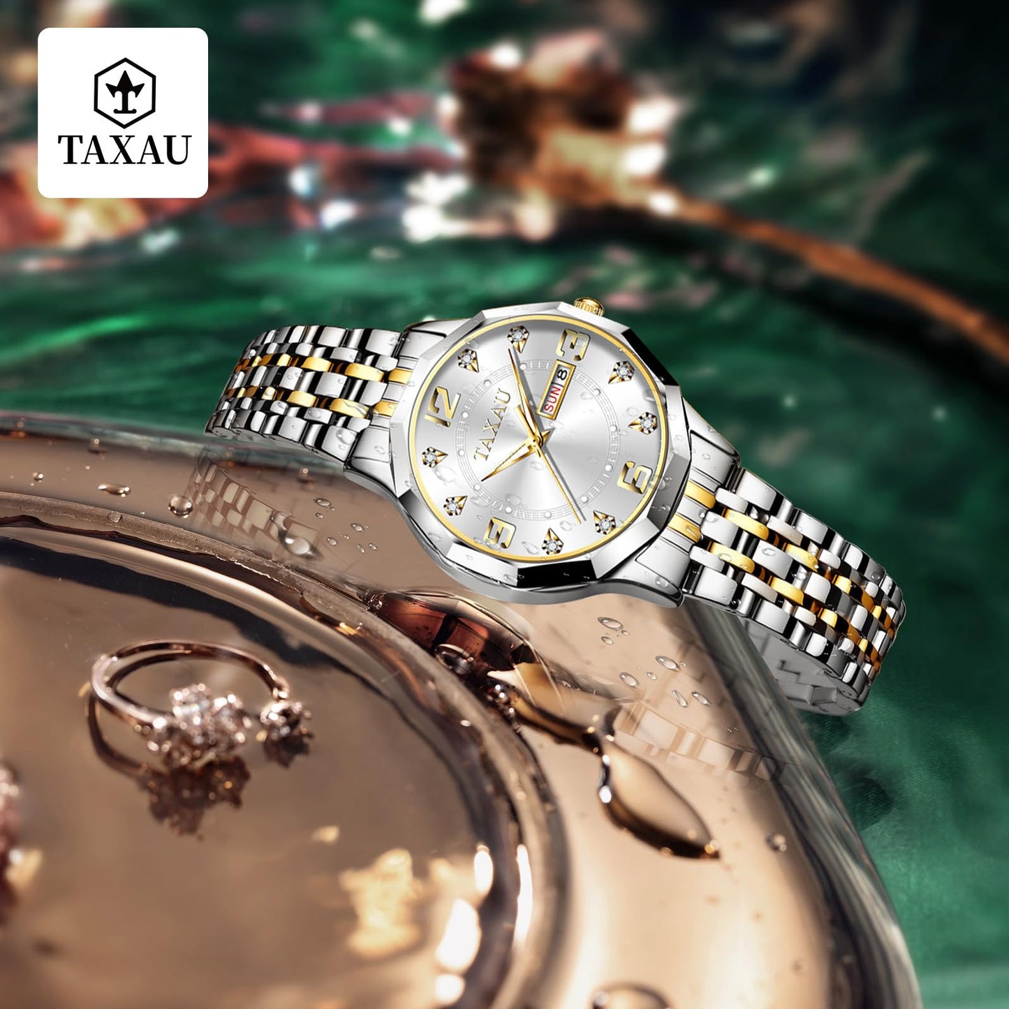 Taxau Uhr Frauen Luxus Edelstahl Uhren Frauen Kleid für Frauen wasserdichte Analog Quarz Damenuhren Klassische Reloj para Mujer
