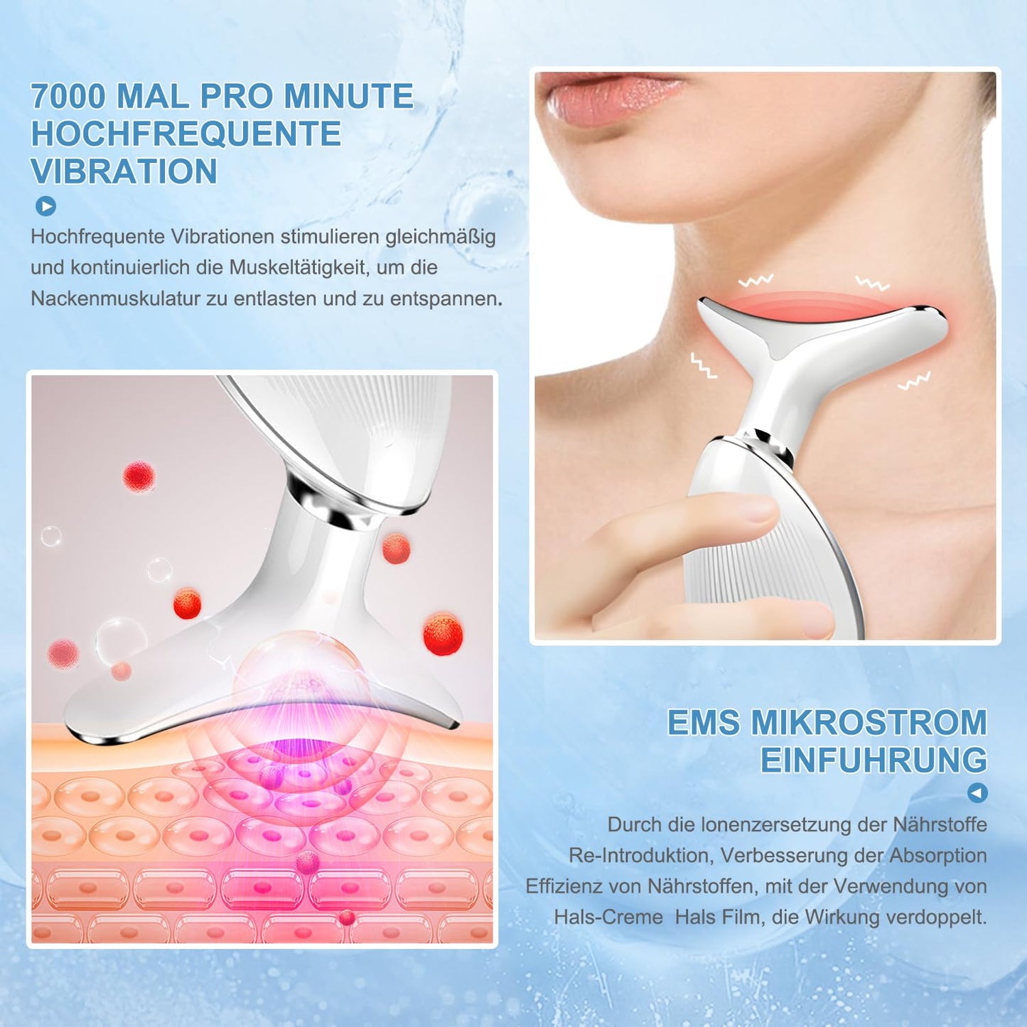 ChapStick Gesichtsmassagegerät Gegen Falten, Smart Multicolor Anti-Falten Schönheit Gerät, 3 Modi Hals Gesichtsstraffung Gerät, 45°C EMS Gua Sha Elektrisch Gesichtsmassagegerät, Straffung und Lifting