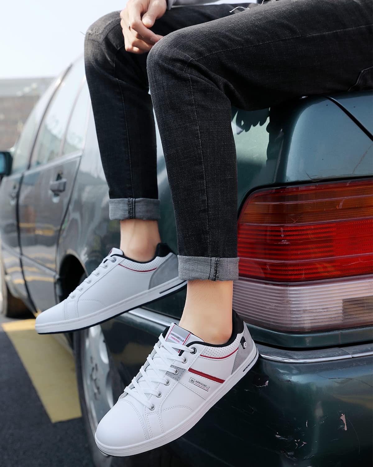 Men’s Casual Leather Sneakers – Lightweight Outdoor Trainers for Walking & Hiking